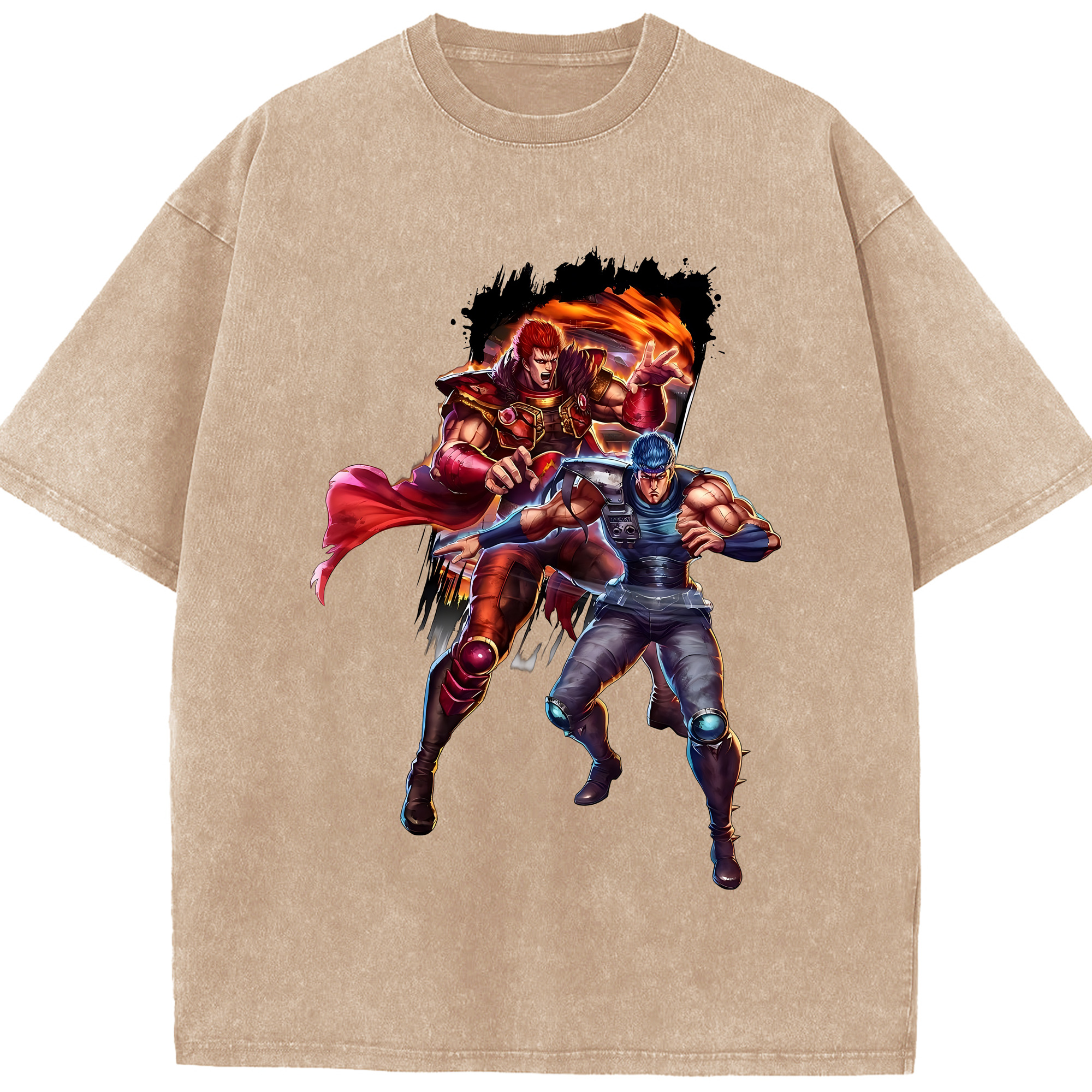 （画像用） 北斗の拳 Fist of the North Star 綿100% ヴィンテージ風 半袖Tシャツ（フロントプリント）