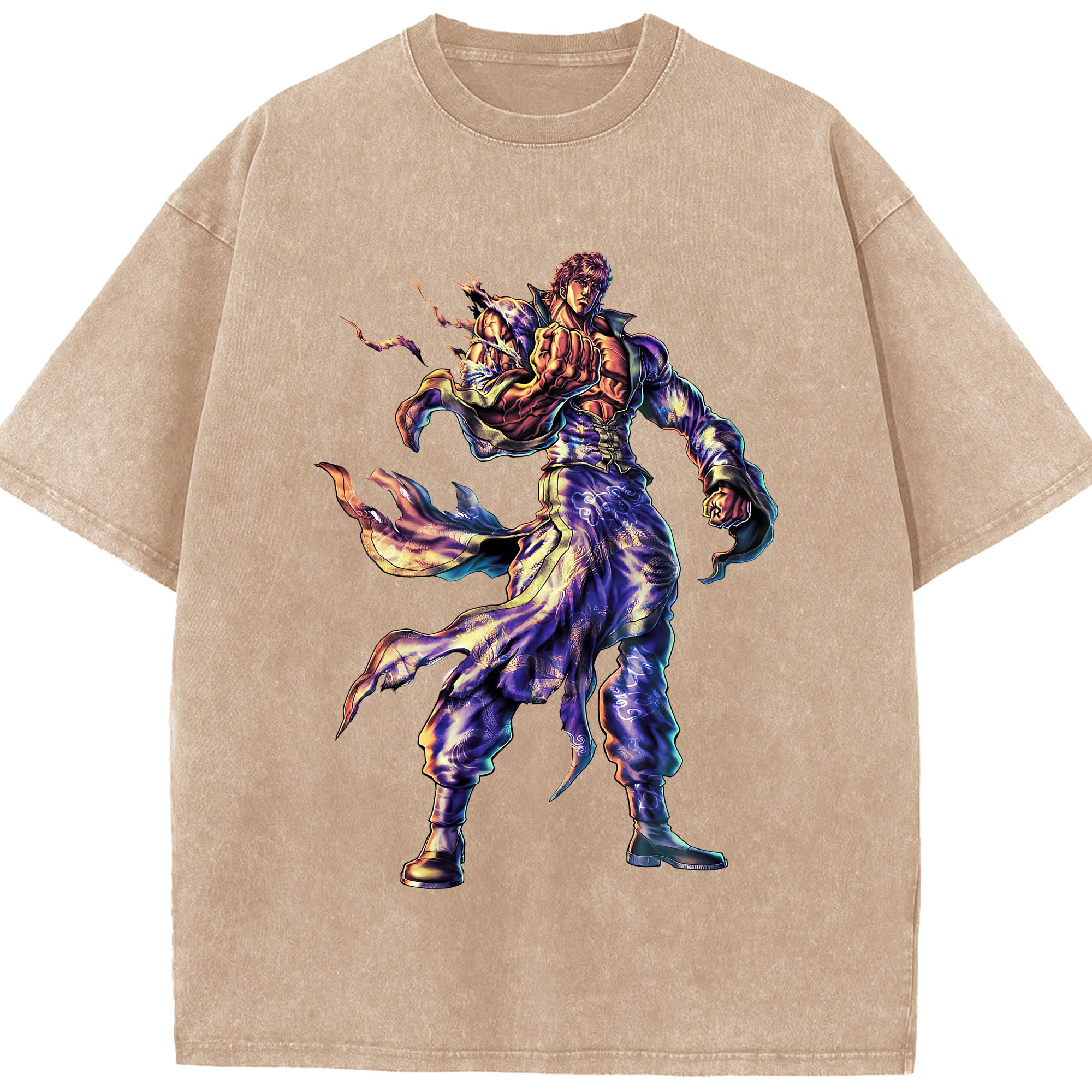 （画像用） 北斗の拳 Fist of the North Star 綿100% ヴィンテージ風 半袖Tシャツ（フロントプリント）