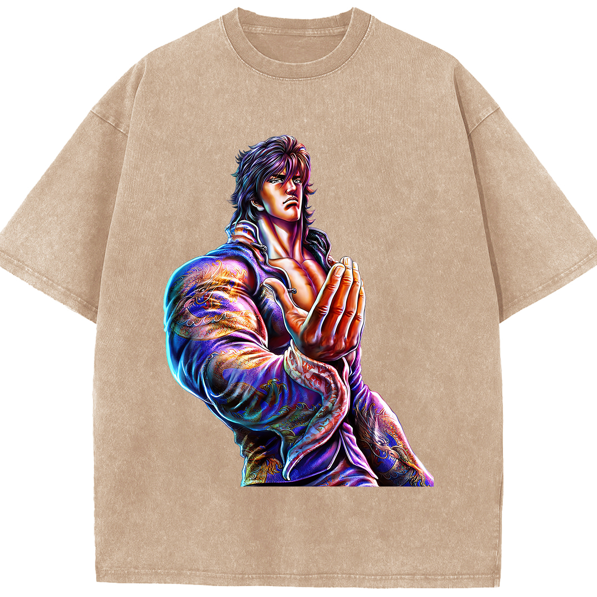 （画像用） 北斗の拳 Fist of the North Star 綿100% ヴィンテージ風 半袖Tシャツ（フロントプリント）