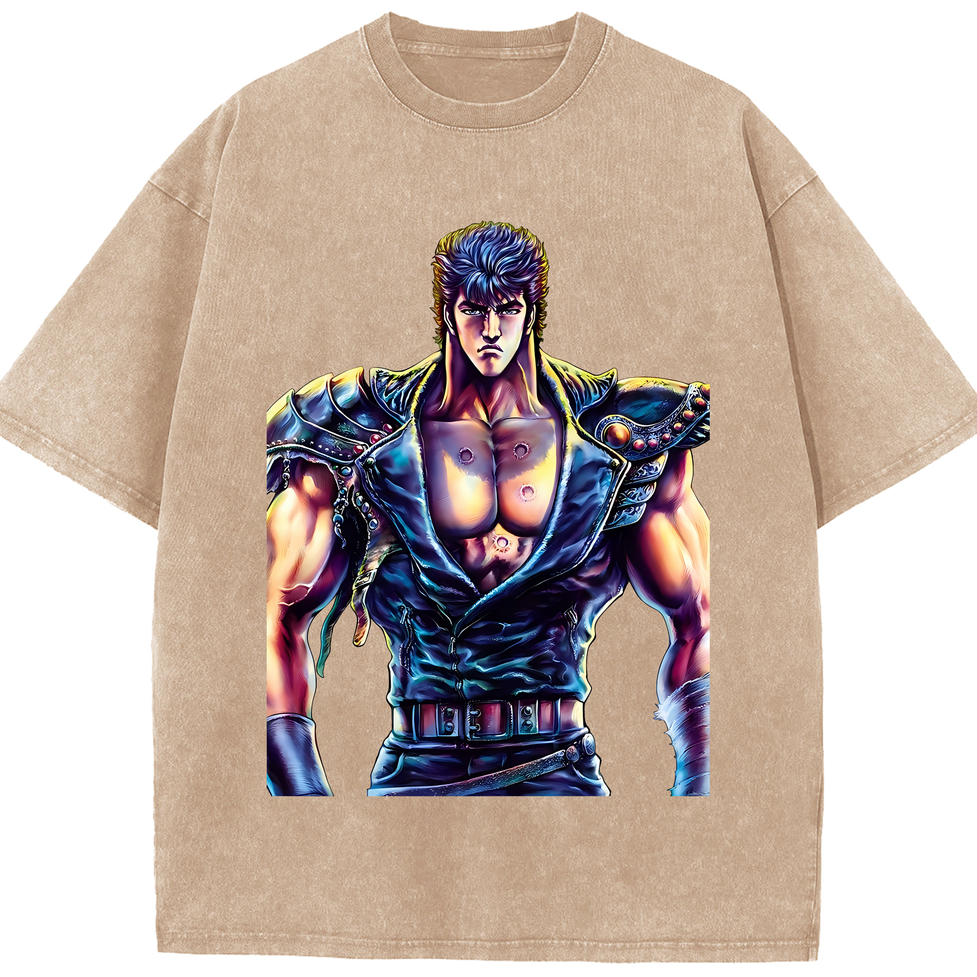 （画像用） 北斗の拳 Fist of the North Star 綿100% ヴィンテージ風 半袖Tシャツ（フロントプリント）