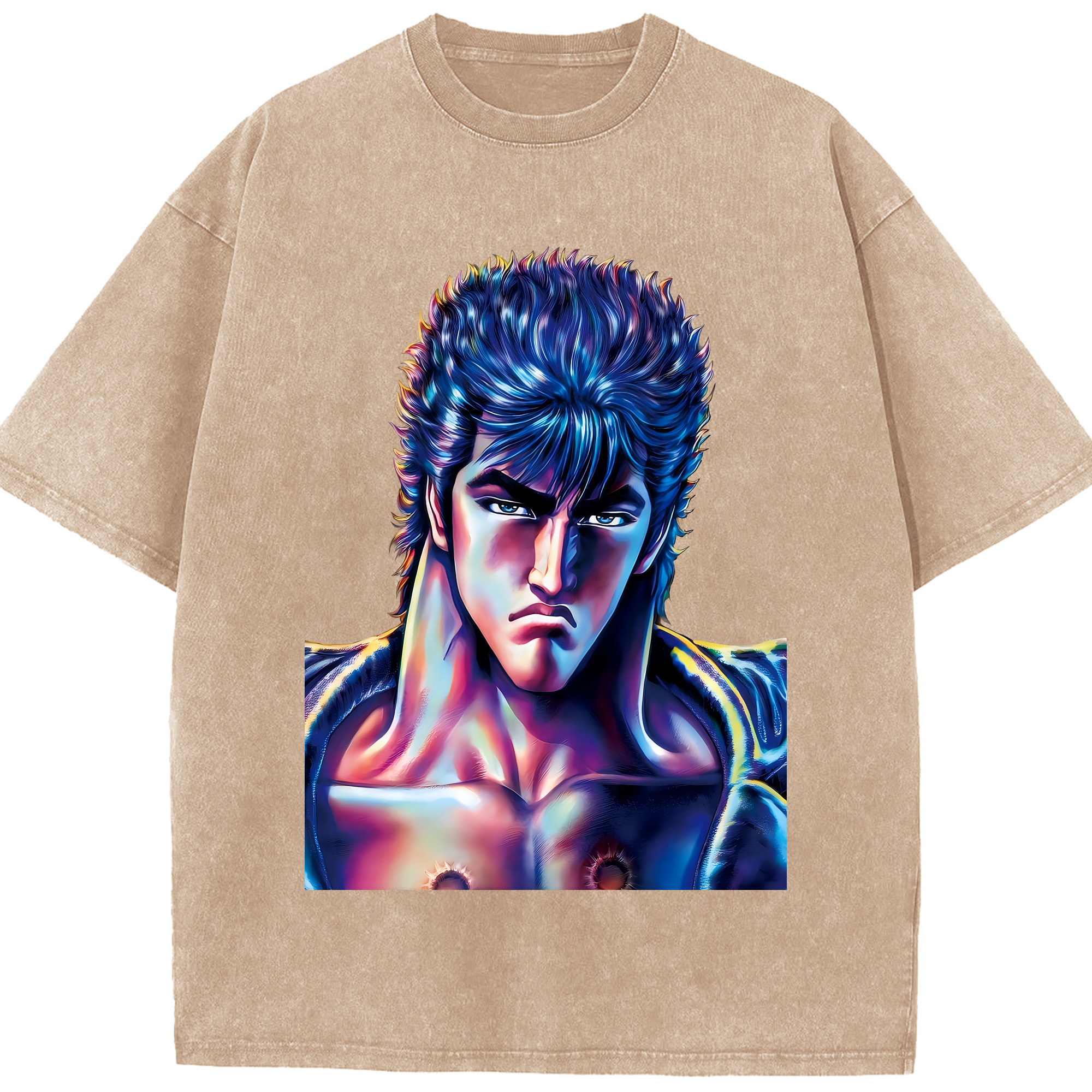 （画像用） 北斗の拳 Fist of the North Star 綿100% ヴィンテージ風 半袖Tシャツ（フロントプリント）