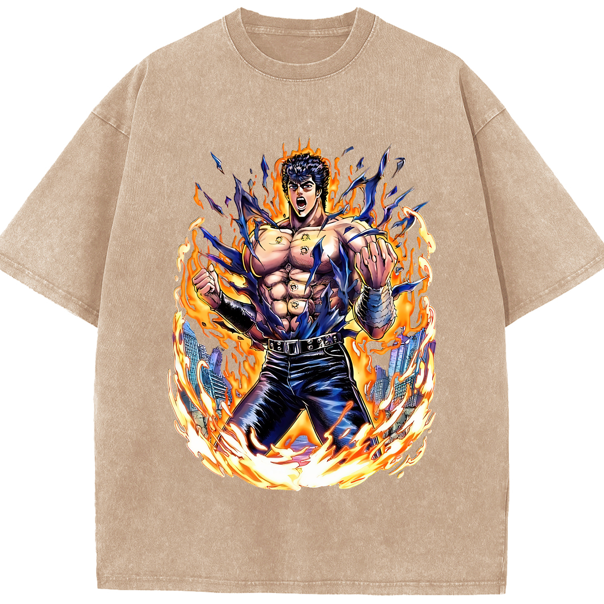 （画像用） 北斗の拳 Fist of the North Star 綿100% ヴィンテージ風 半袖Tシャツ（フロントプリント）
