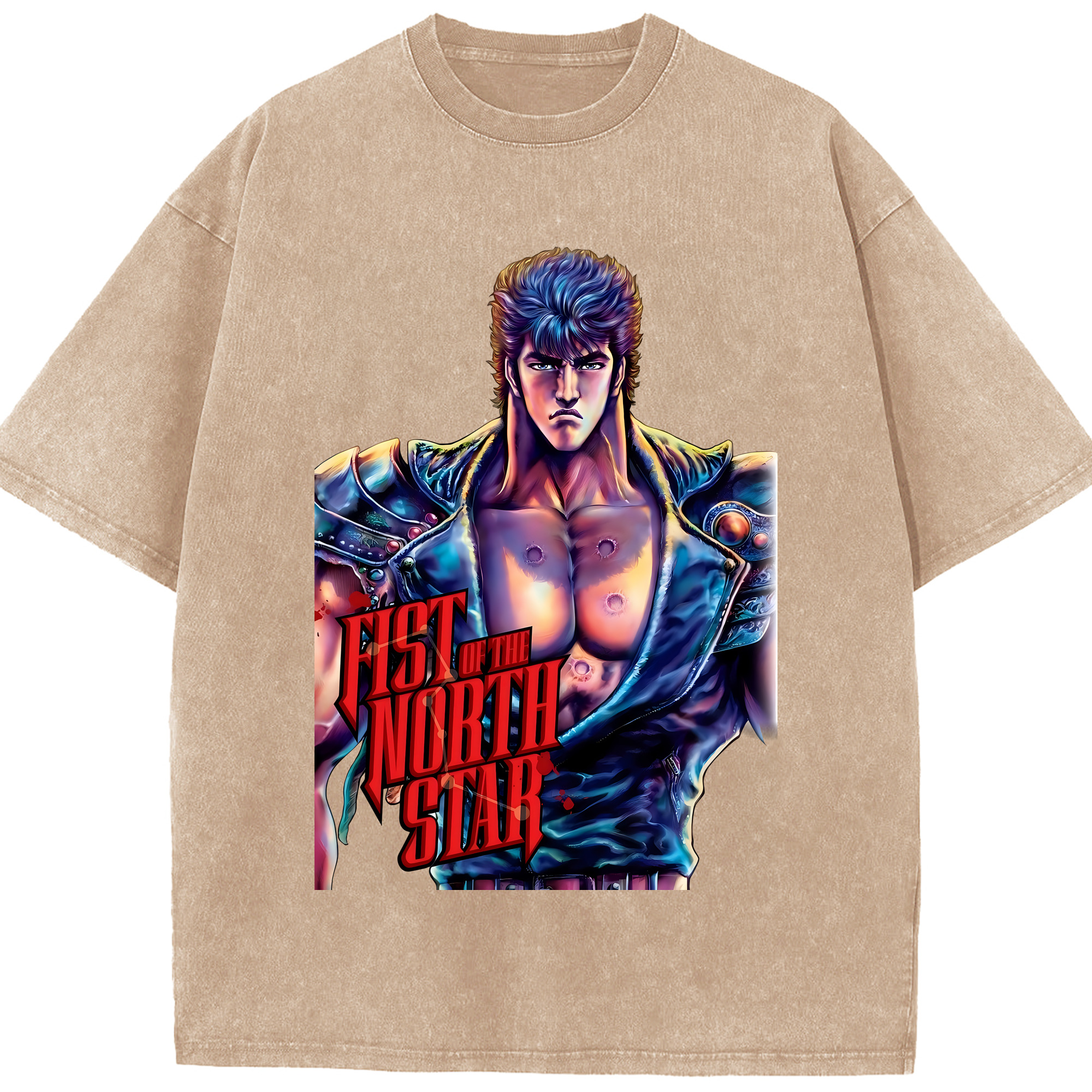 （画像用） 北斗の拳 Fist of the North Star 綿100% ヴィンテージ風 半袖Tシャツ（フロントプリント）