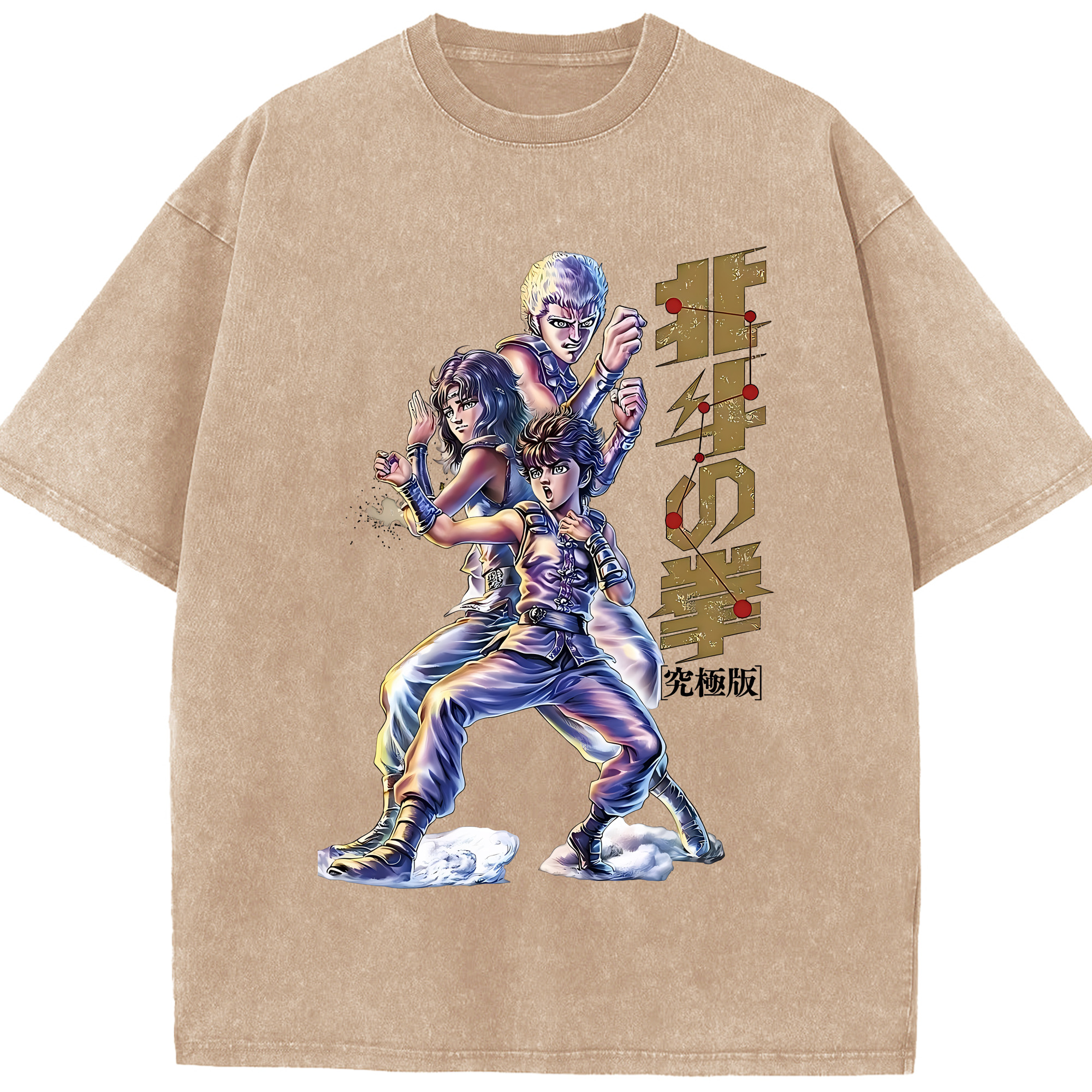 （画像用） 北斗の拳 Fist of the North Star 綿100% ヴィンテージ風 半袖Tシャツ（フロントプリント）