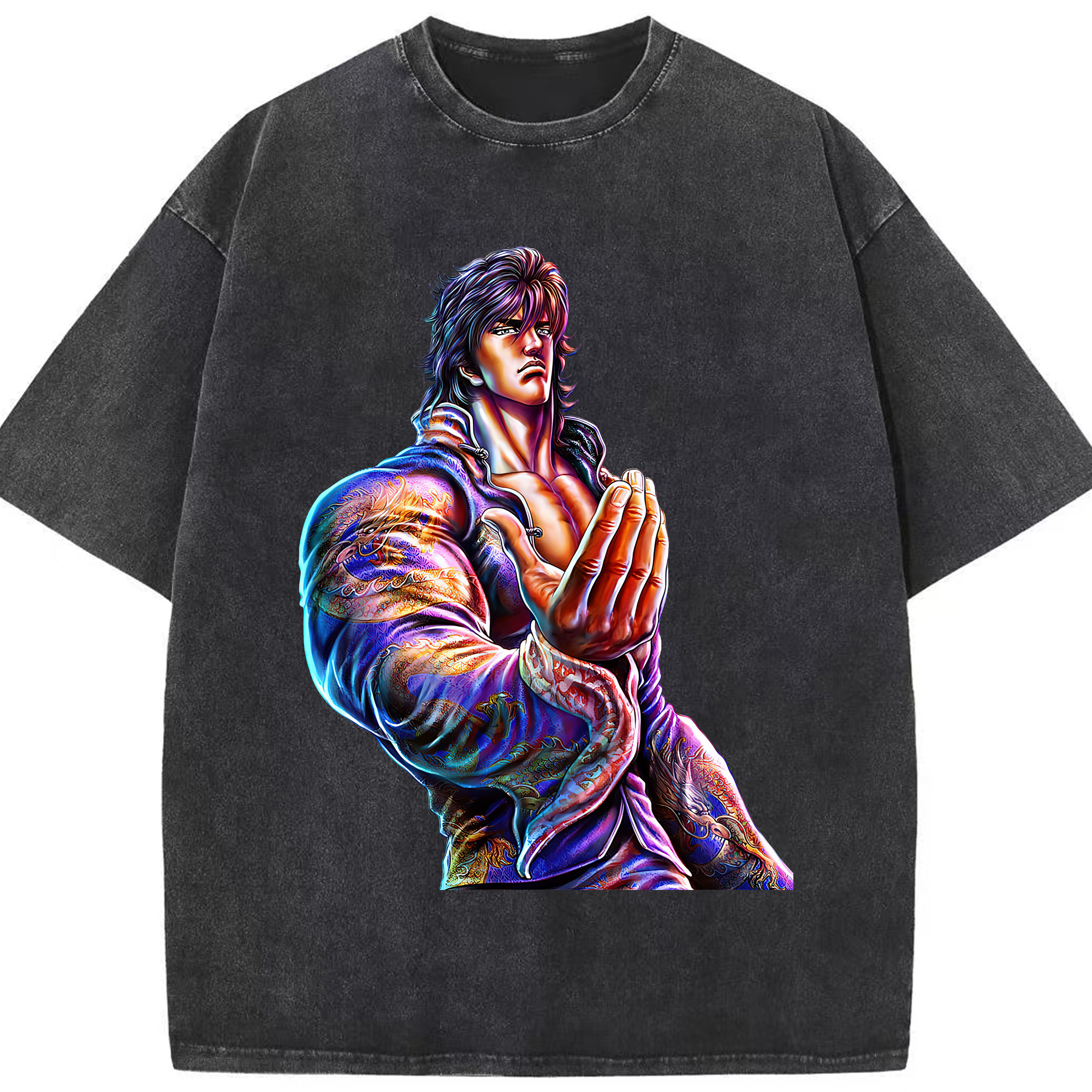 （画像用） 北斗の拳 Fist of the North Star 綿100% ヴィンテージ風 半袖Tシャツ（フロントプリント）
