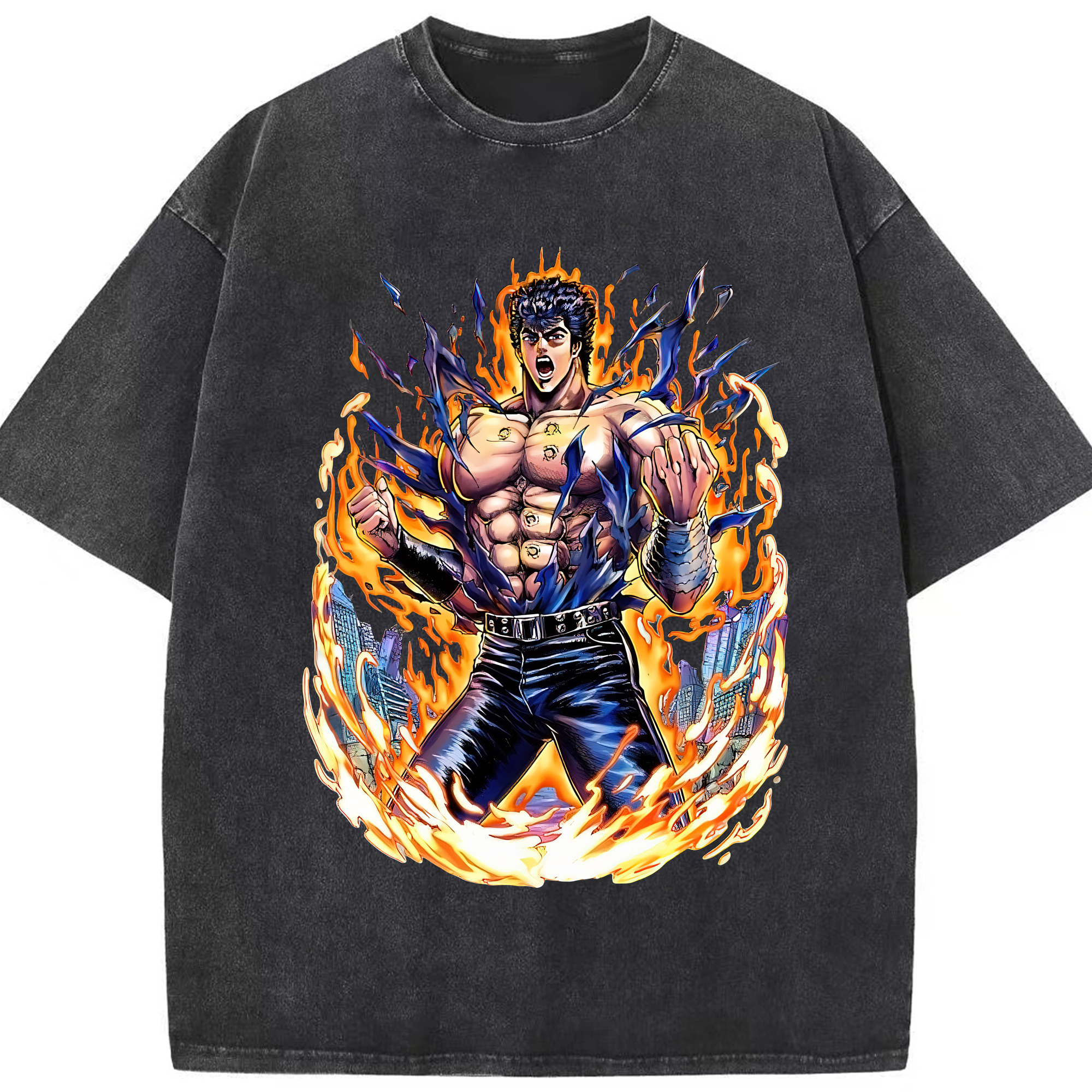 （画像用） 北斗の拳 Fist of the North Star 綿100% ヴィンテージ風 半袖Tシャツ（フロントプリント）
