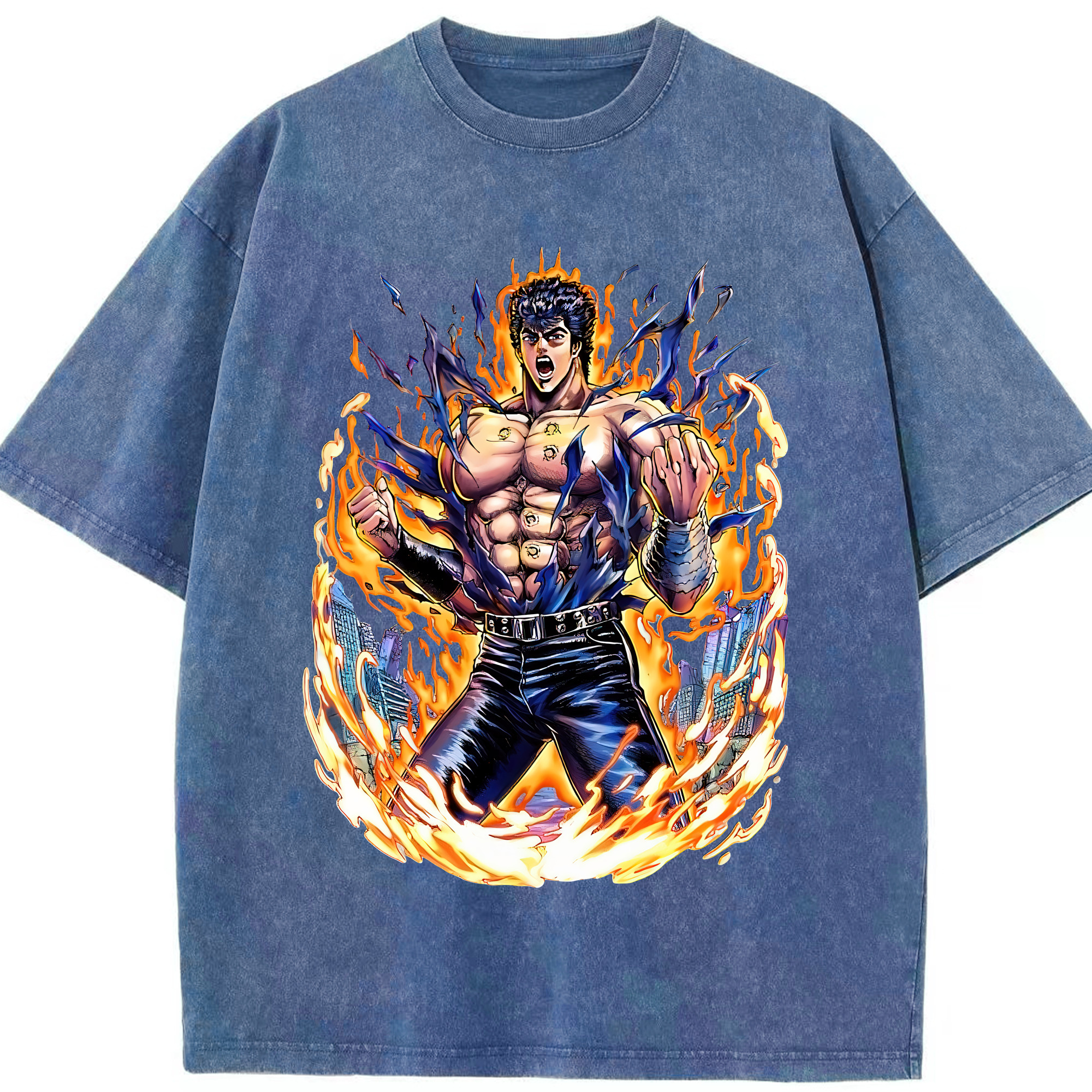 （画像用） 北斗の拳 Fist of the North Star 綿100% ヴィンテージ風 半袖Tシャツ（フロントプリント）