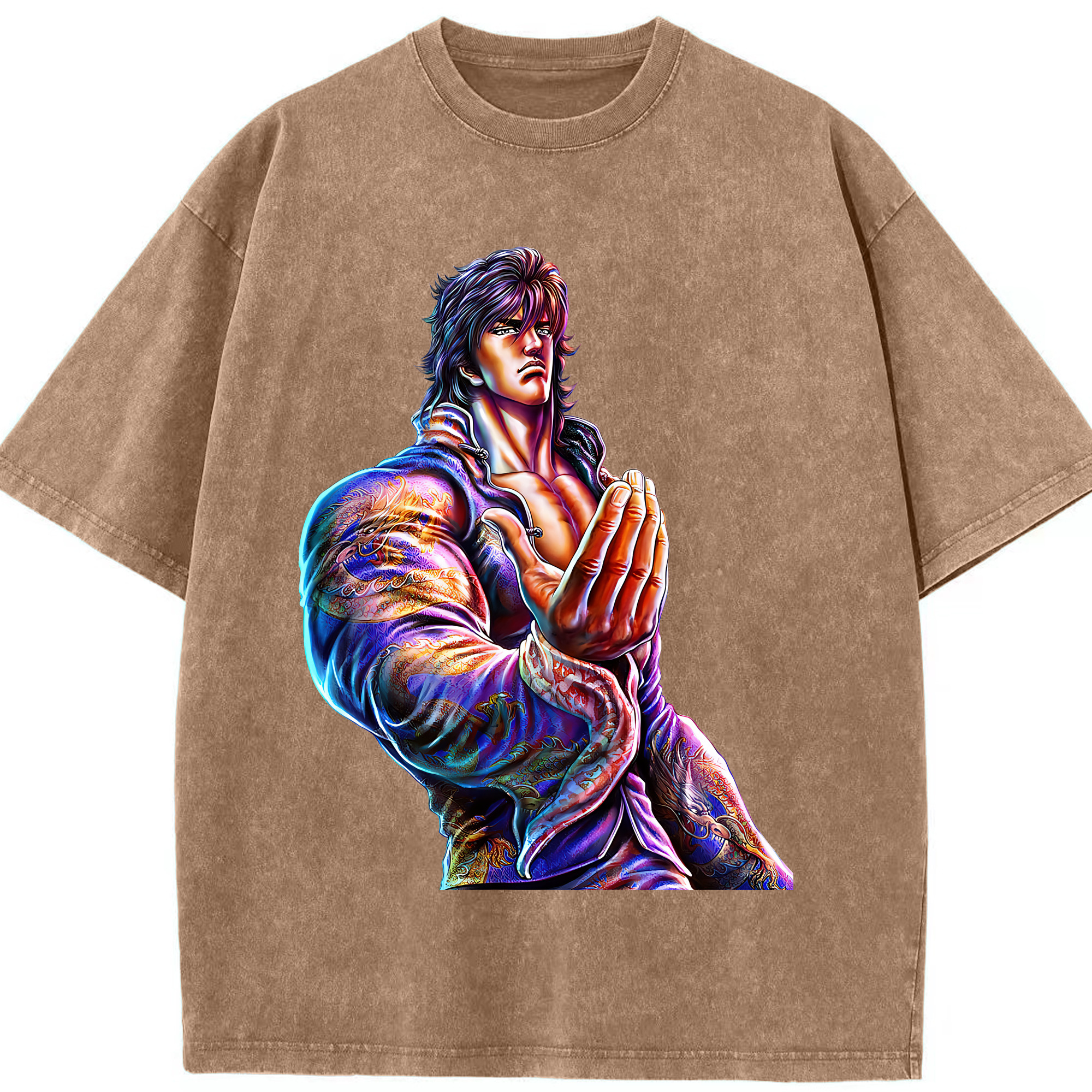 （画像用） 北斗の拳 Fist of the North Star 綿100% ヴィンテージ風 半袖Tシャツ（フロントプリント）