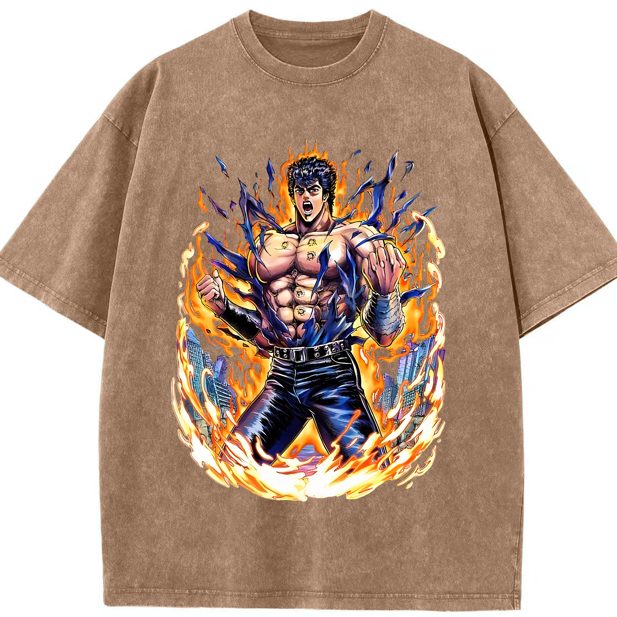 （画像用） 北斗の拳 Fist of the North Star 綿100% ヴィンテージ風 半袖Tシャツ（フロントプリント）