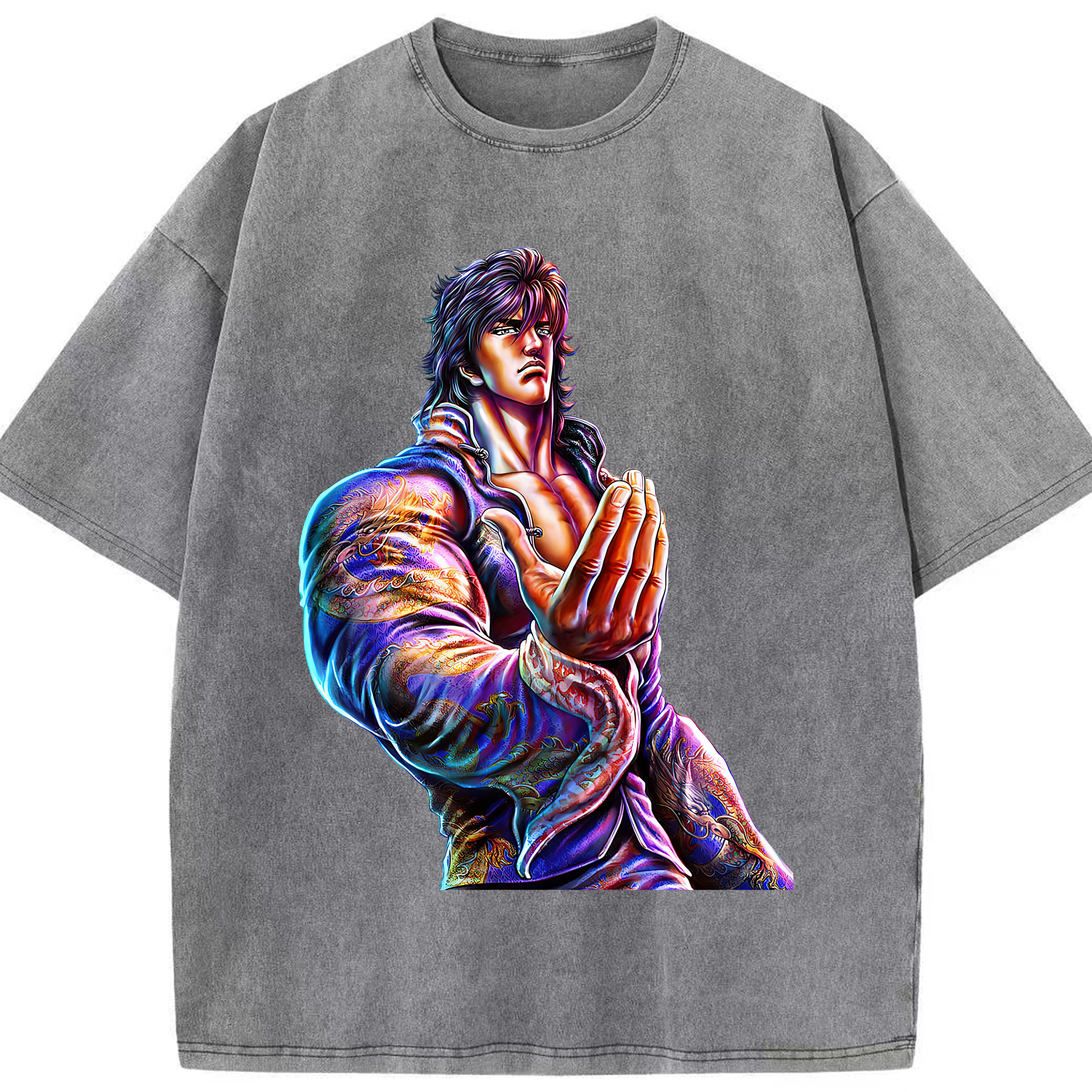 （画像用） 北斗の拳 Fist of the North Star 綿100% ヴィンテージ風 半袖Tシャツ（フロントプリント）