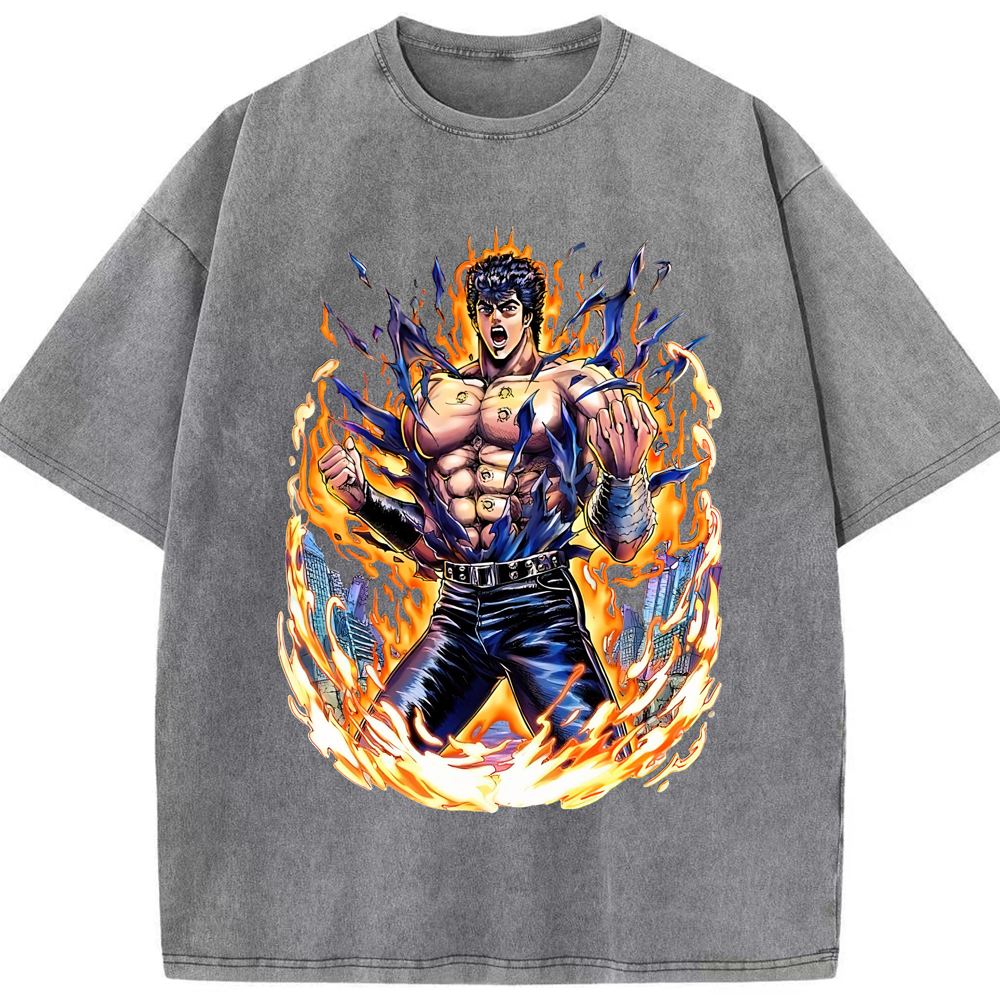 （画像用） 北斗の拳 Fist of the North Star 綿100% ヴィンテージ風 半袖Tシャツ（フロントプリント）