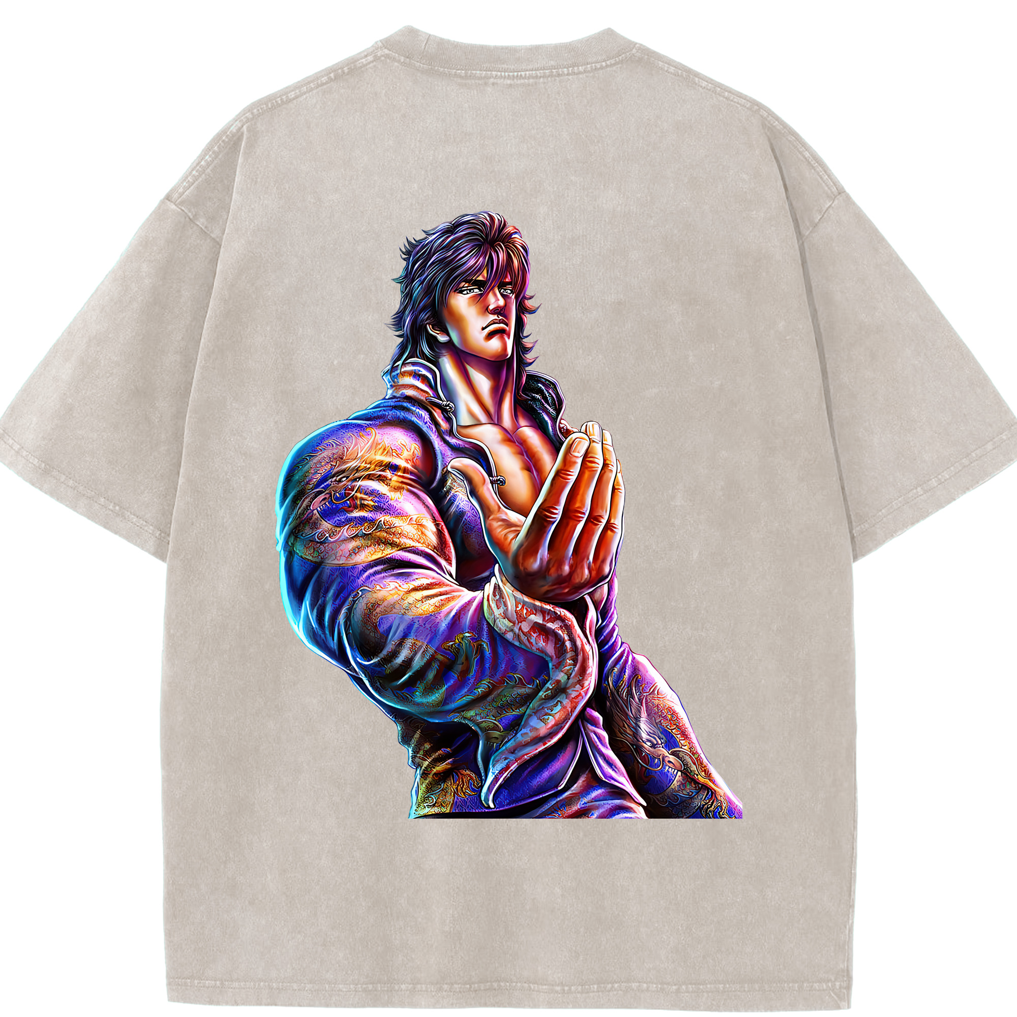 （画像用） 北斗の拳 Fist of the North Star 綿100% ヴィンテージ風 半袖Tシャツ（背面プリント）