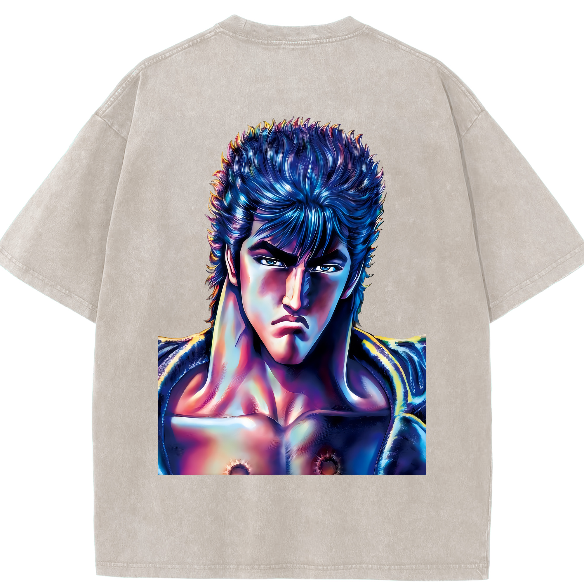 （画像用） 北斗の拳 Fist of the North Star 綿100% ヴィンテージ風 半袖Tシャツ（背面プリント）
