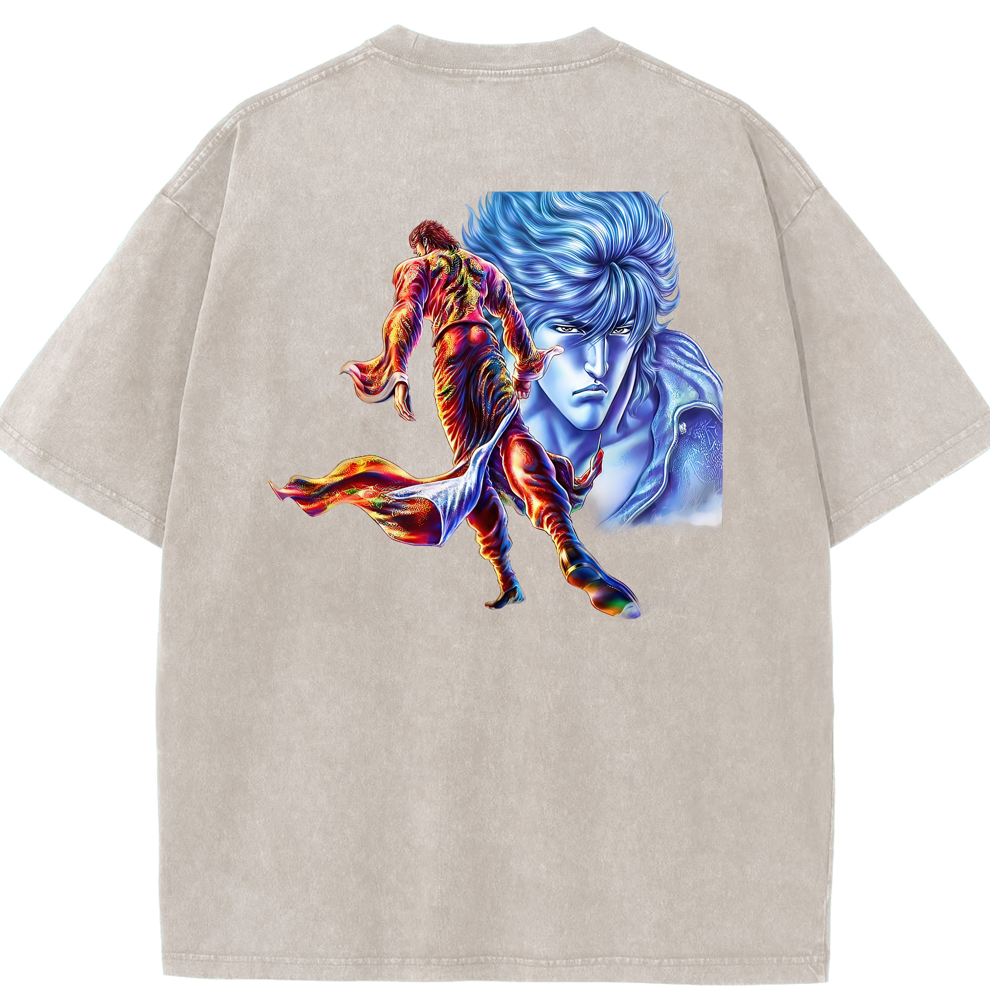 （画像用） 北斗の拳 Fist of the North Star 綿100% ヴィンテージ風 半袖Tシャツ（背面プリント）