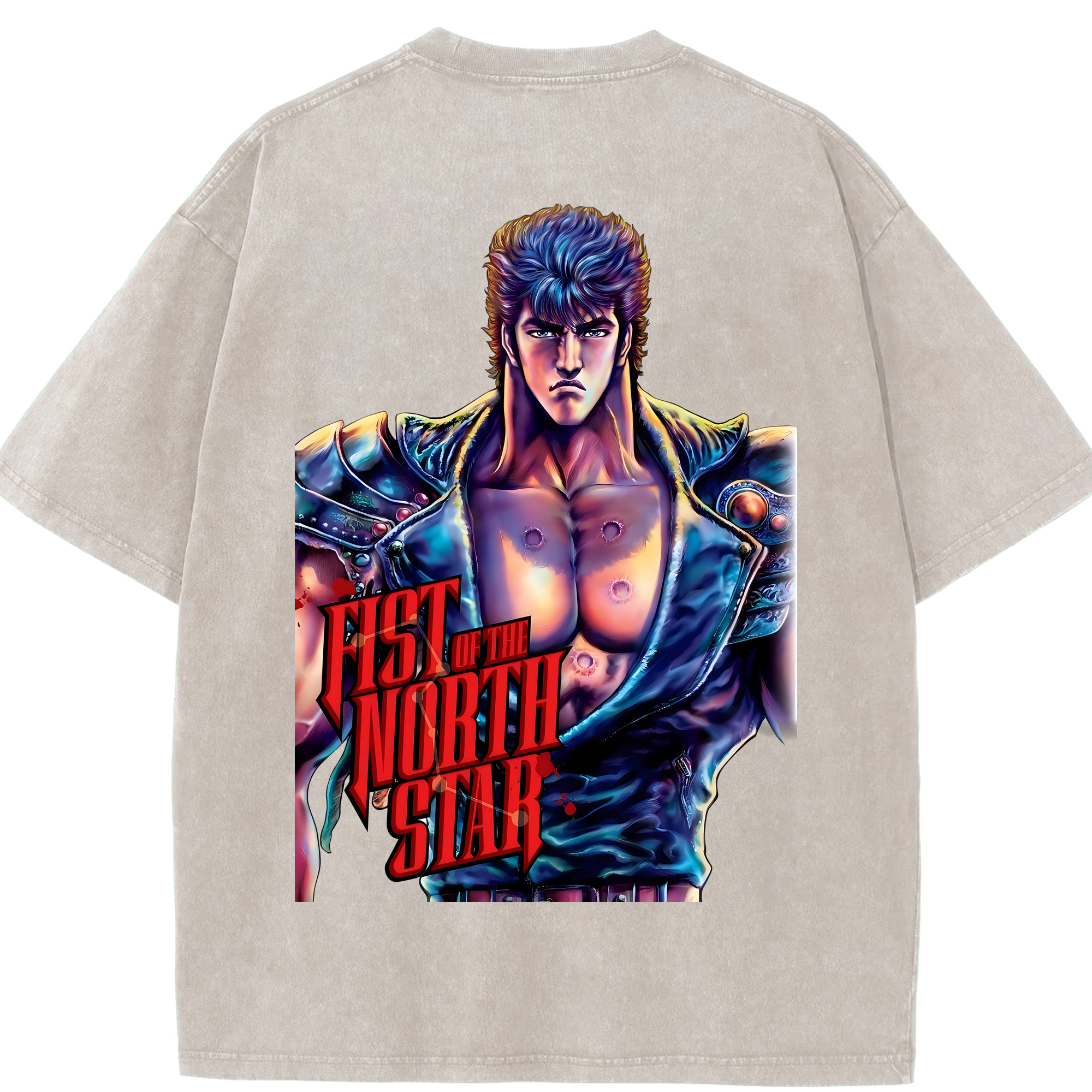 （画像用） 北斗の拳 Fist of the North Star 綿100% ヴィンテージ風 半袖Tシャツ（背面プリント）