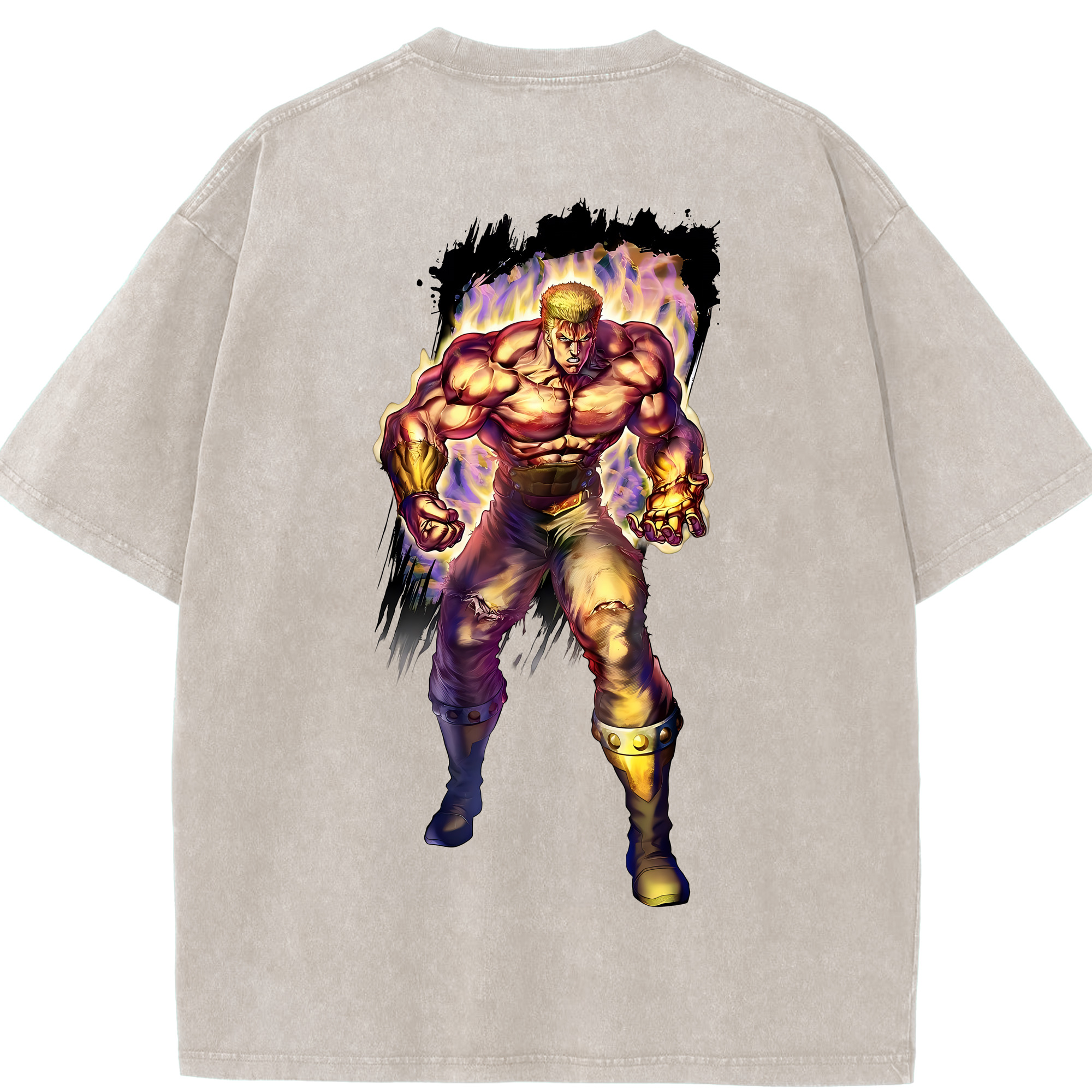 （画像用） 北斗の拳 Fist of the North Star 綿100% ヴィンテージ風 半袖Tシャツ（背面プリント）