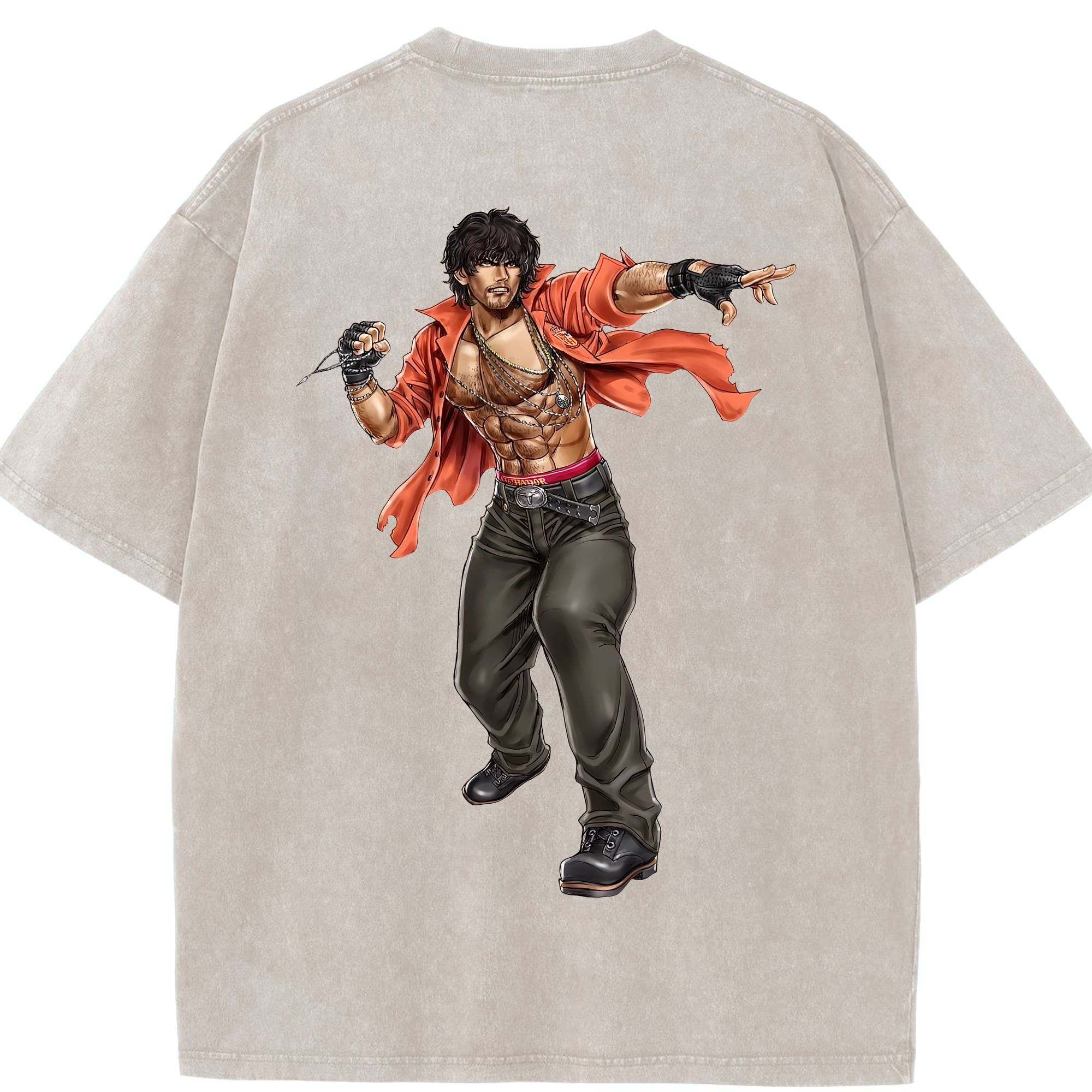 （画像用） 北斗の拳 Fist of the North Star 綿100% ヴィンテージ風 半袖Tシャツ（背面プリント）