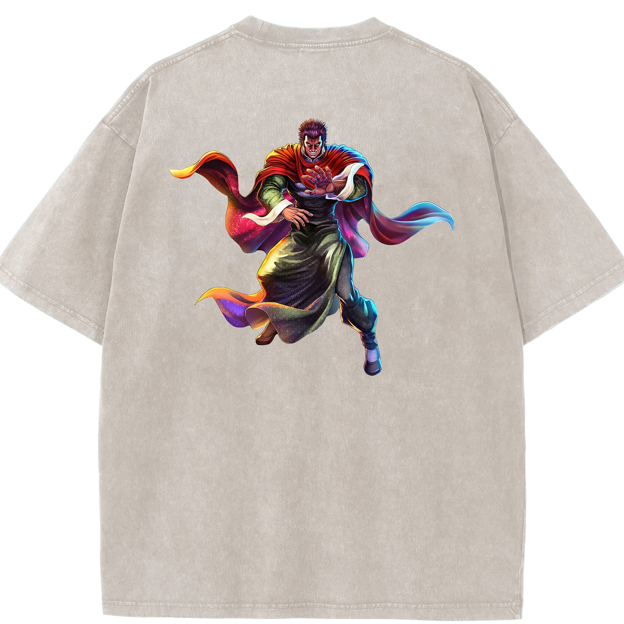 （画像用） 北斗の拳 Fist of the North Star 綿100% ヴィンテージ風 半袖Tシャツ（背面プリント）