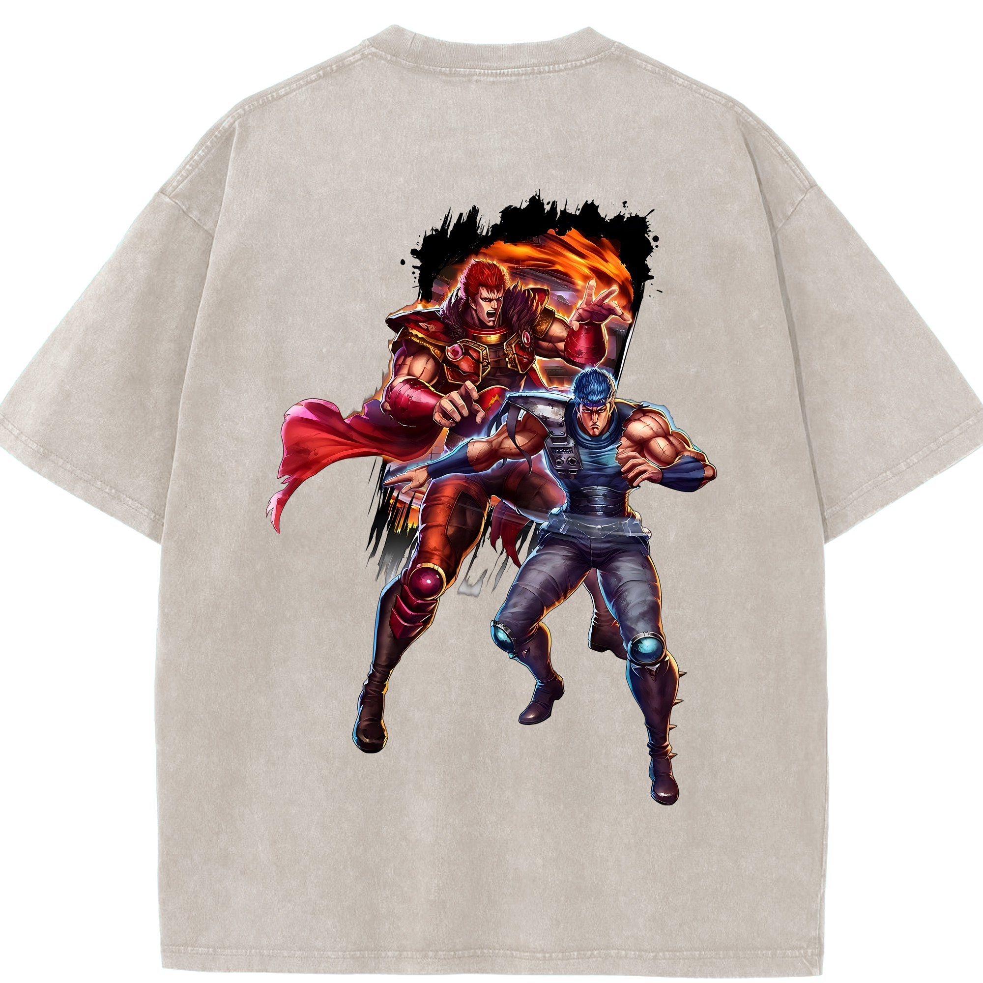 （画像用） 北斗の拳 Fist of the North Star 綿100% ヴィンテージ風 半袖Tシャツ（背面プリント）