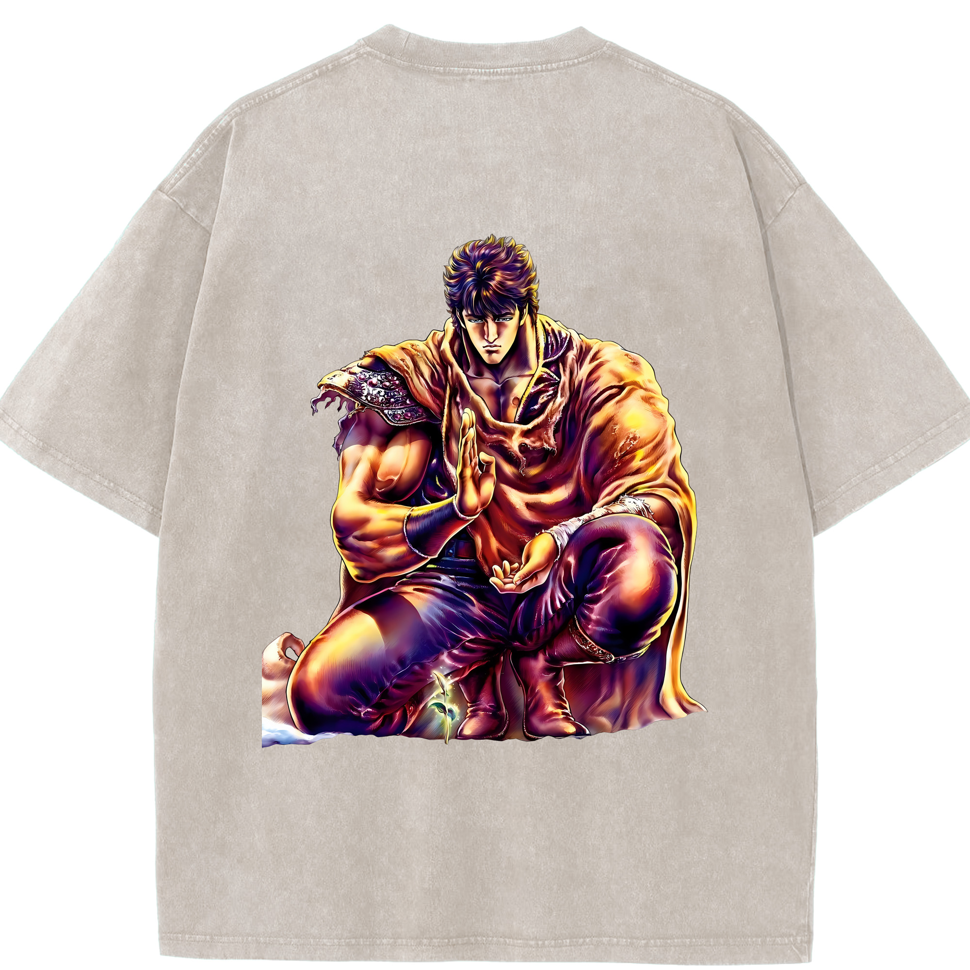 （画像用） 北斗の拳 Fist of the North Star 綿100% ヴィンテージ風 半袖Tシャツ（背面プリント）