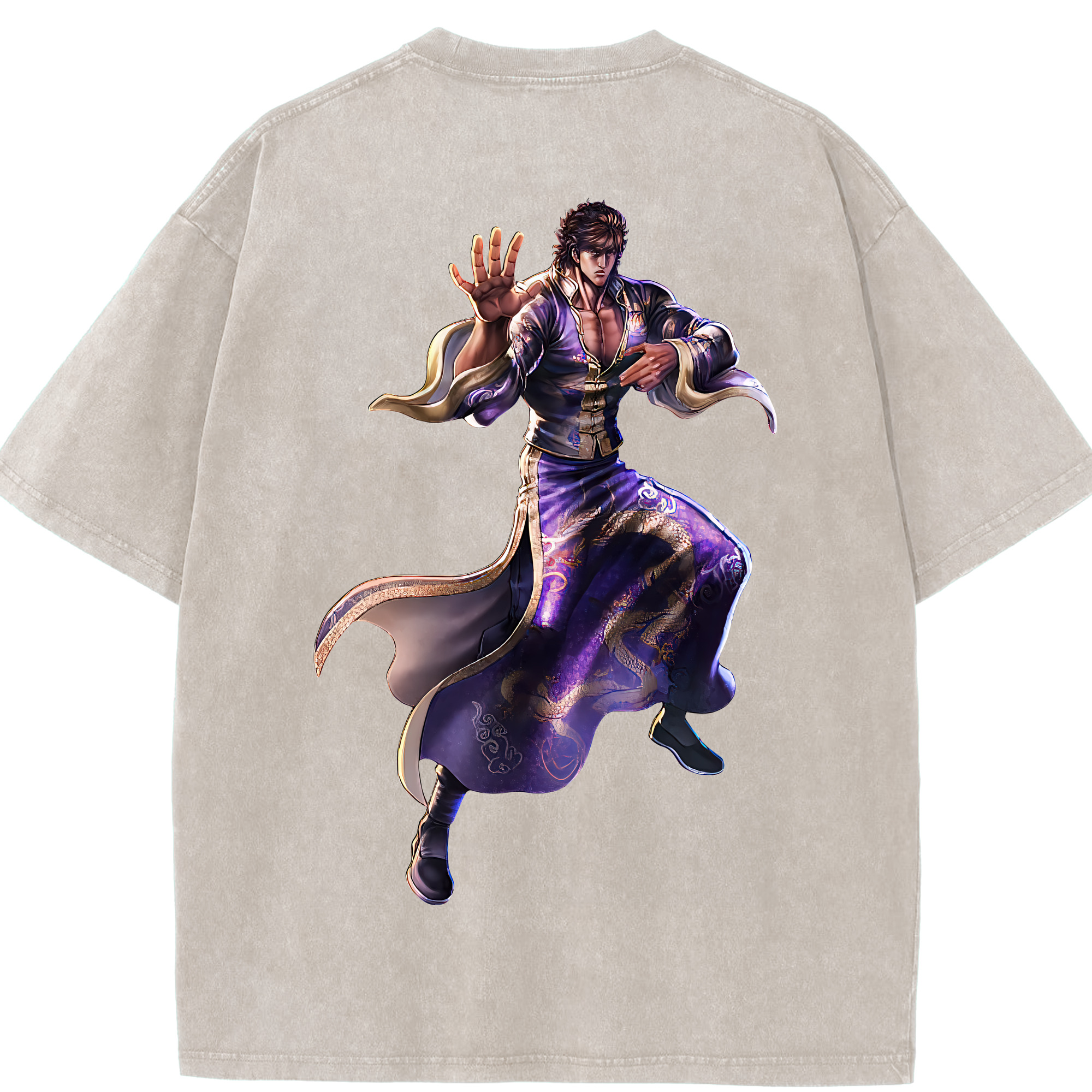 （画像用） 北斗の拳 Fist of the North Star 綿100% ヴィンテージ風 半袖Tシャツ（背面プリント）