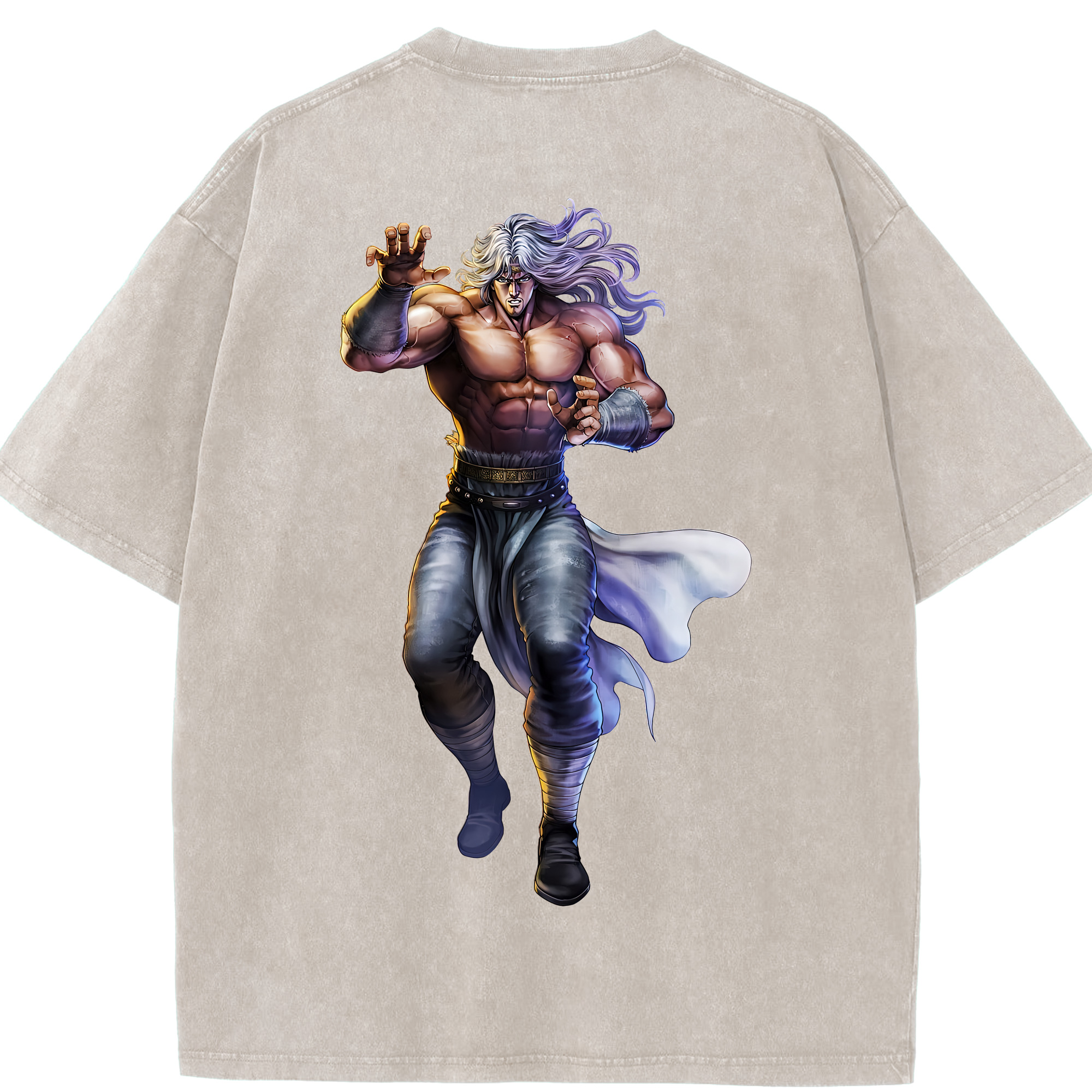 （画像用） 北斗の拳 Fist of the North Star 綿100% ヴィンテージ風 半袖Tシャツ（背面プリント）