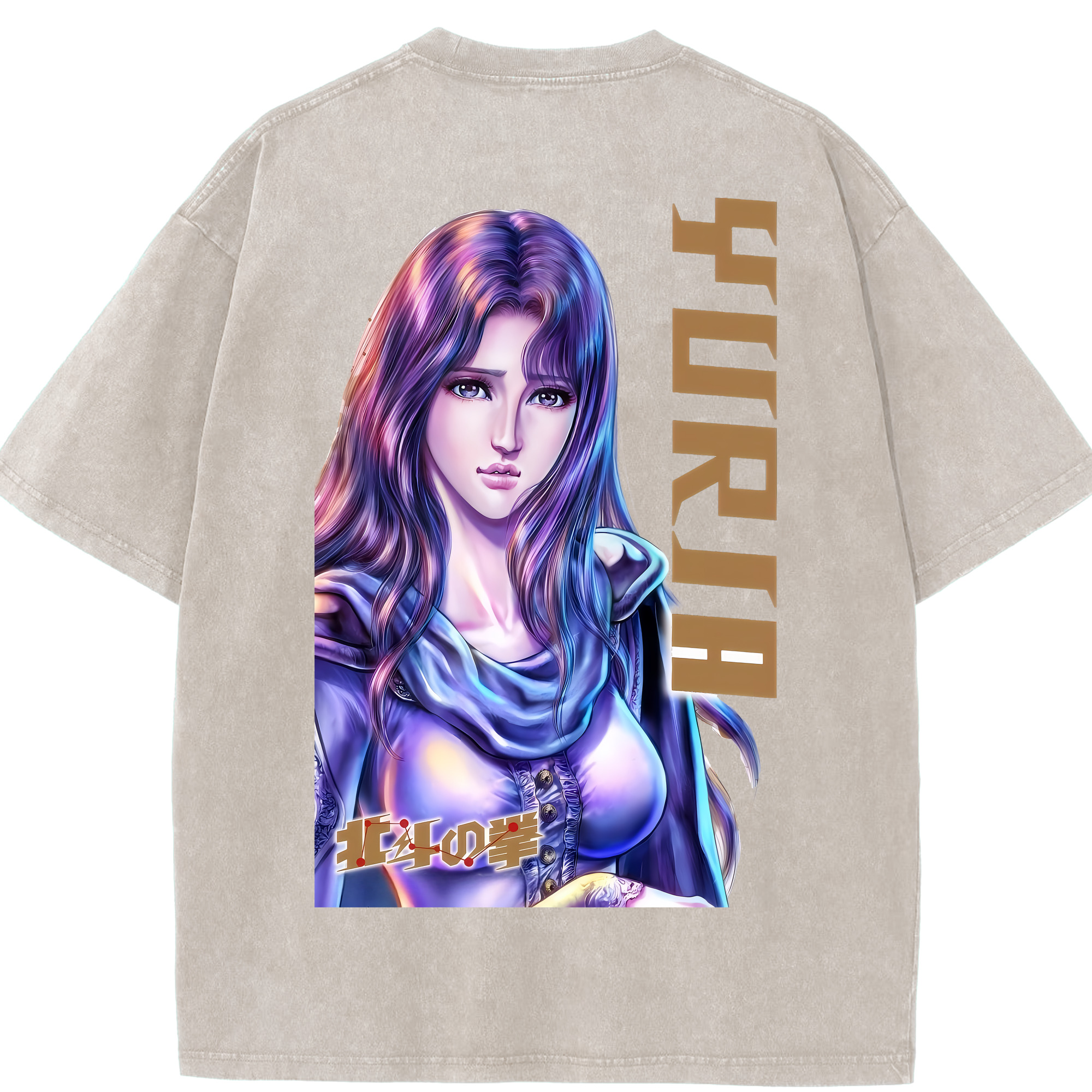 （画像用） 北斗の拳 Fist of the North Star 綿100% ヴィンテージ風 半袖Tシャツ（背面プリント）