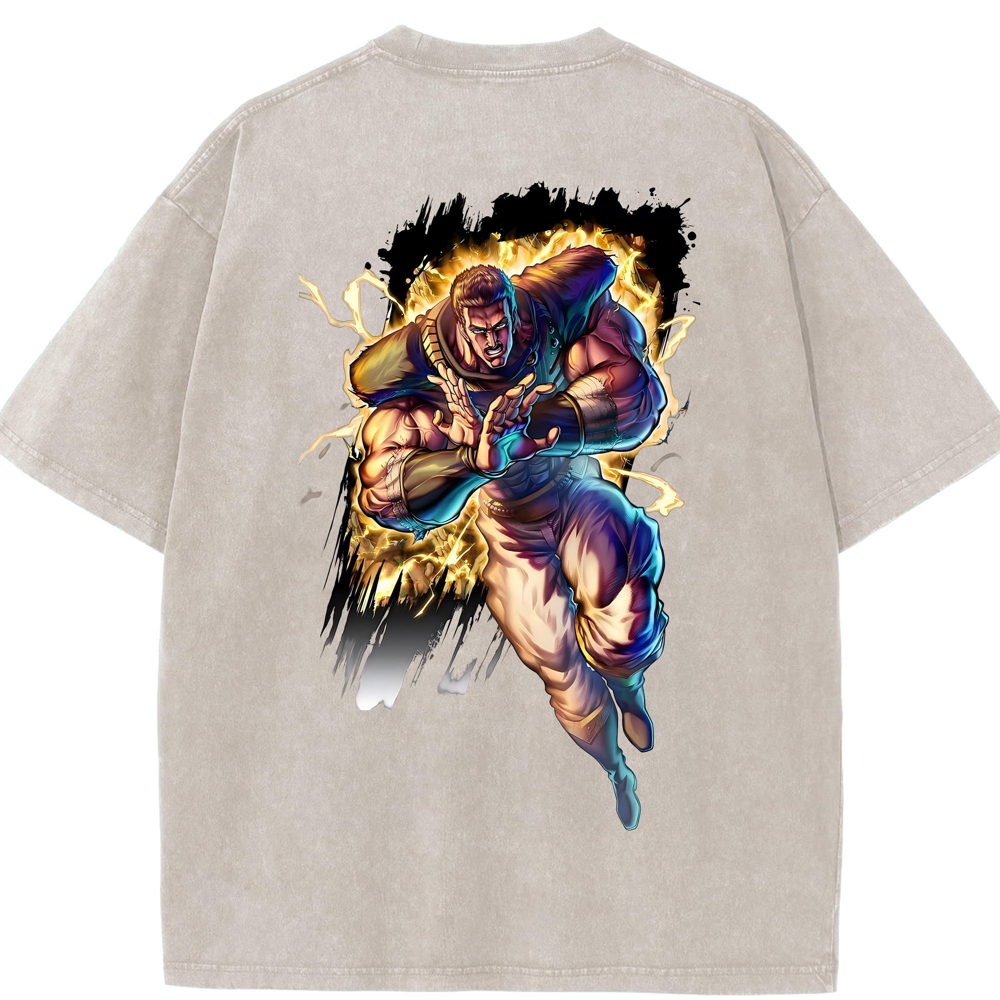 （画像用） 北斗の拳 Fist of the North Star 綿100% ヴィンテージ風 半袖Tシャツ（背面プリント）