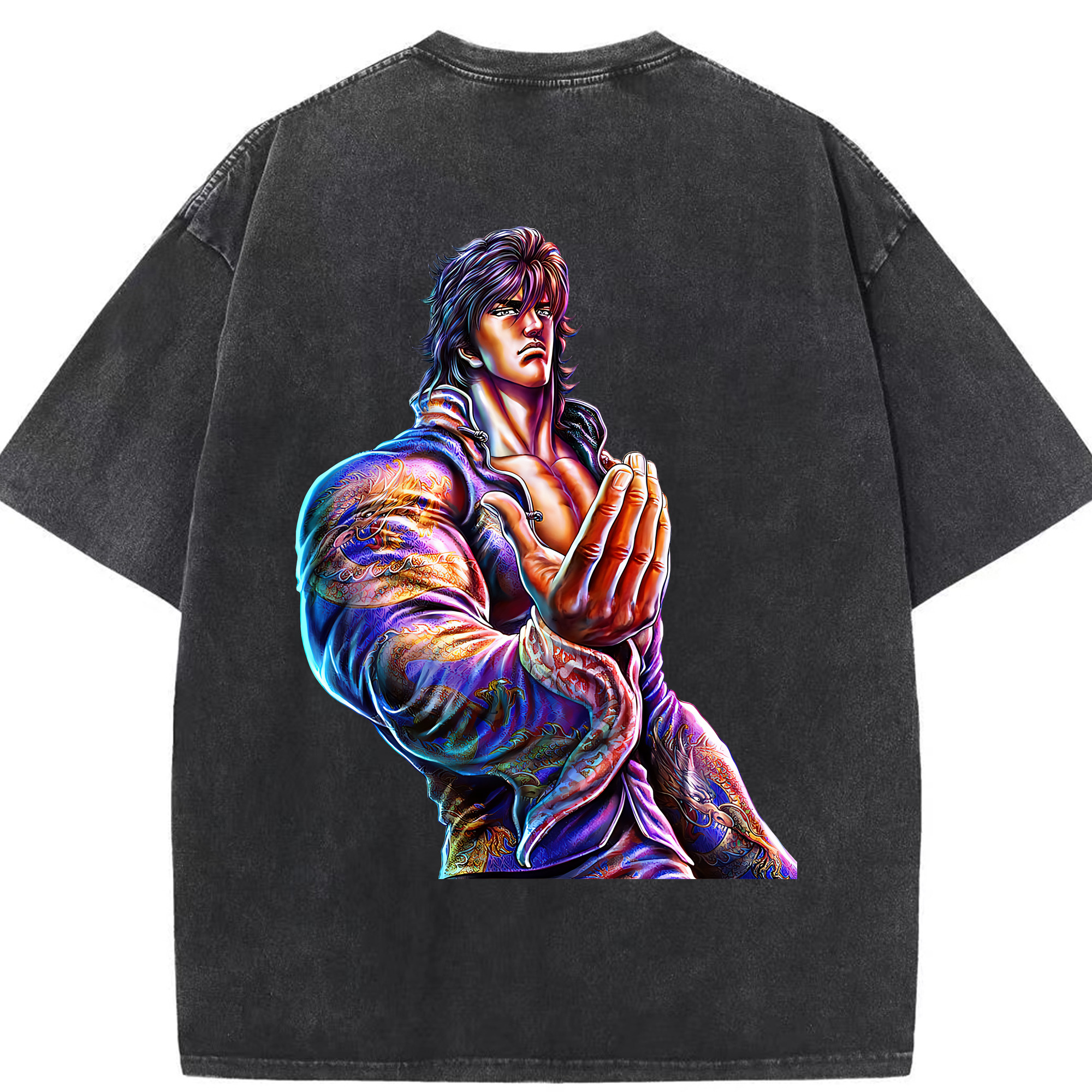 （画像用） 北斗の拳 Fist of the North Star 綿100% ヴィンテージ風 半袖Tシャツ（背面プリント）
