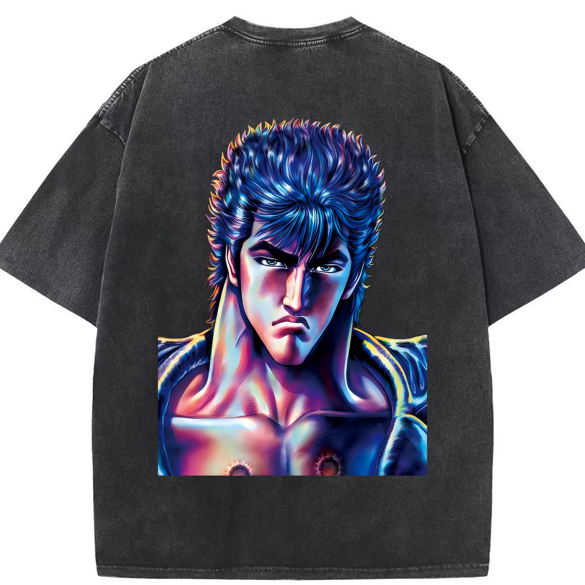 （画像用） 北斗の拳 Fist of the North Star 綿100% ヴィンテージ風 半袖Tシャツ（背面プリント）
