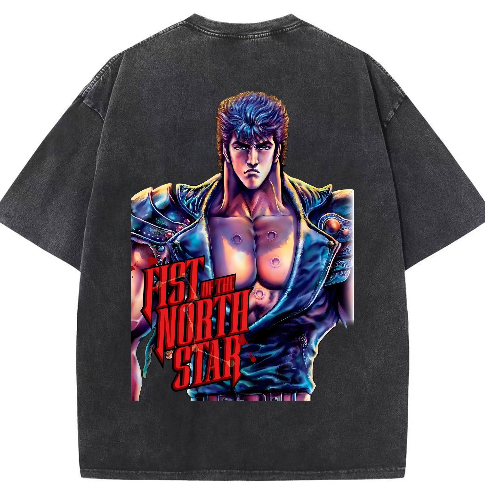 （画像用） 北斗の拳 Fist of the North Star 綿100% ヴィンテージ風 半袖Tシャツ（背面プリント）