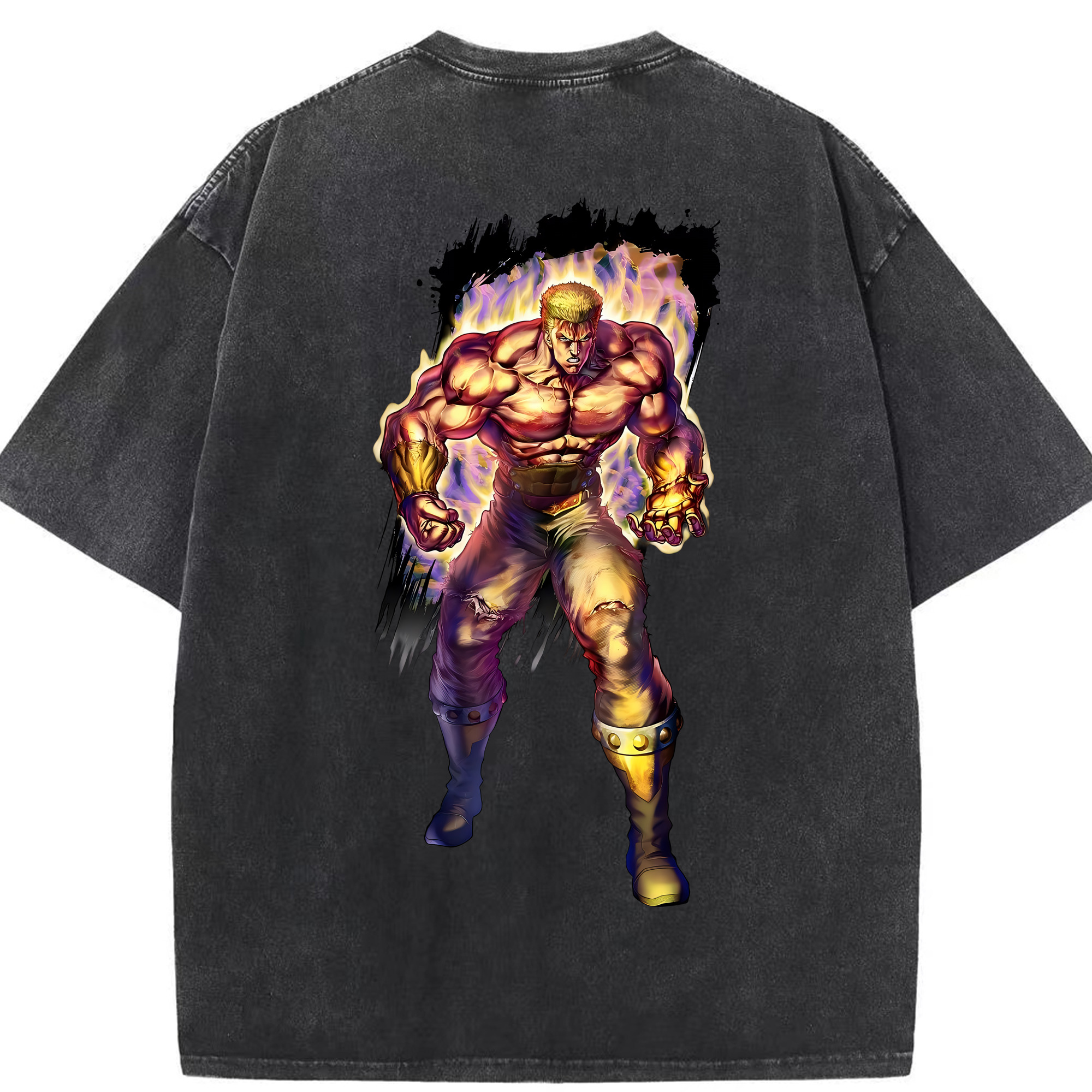 （画像用） 北斗の拳 Fist of the North Star 綿100% ヴィンテージ風 半袖Tシャツ（背面プリント）