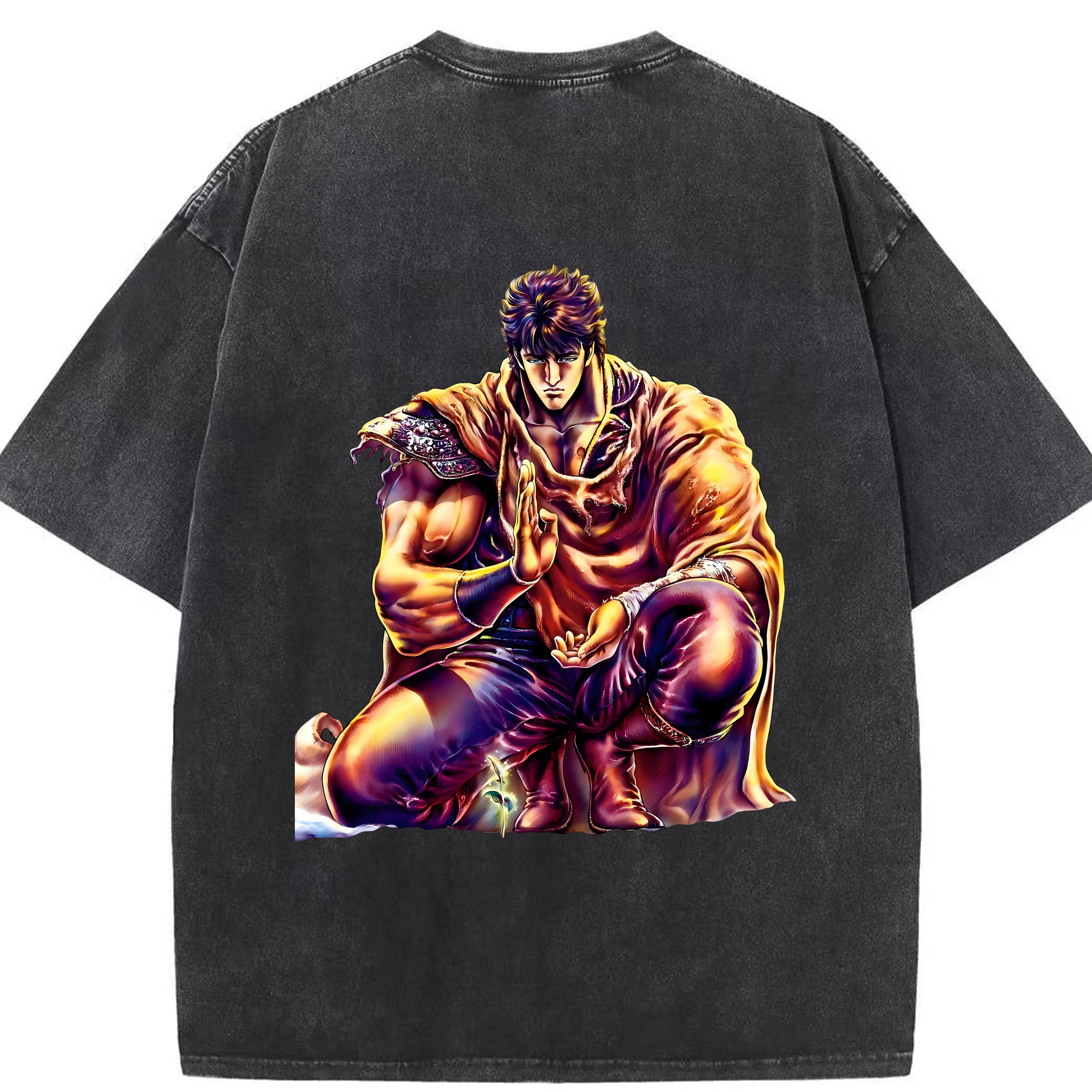 （画像用） 北斗の拳 Fist of the North Star 綿100% ヴィンテージ風 半袖Tシャツ（背面プリント）
