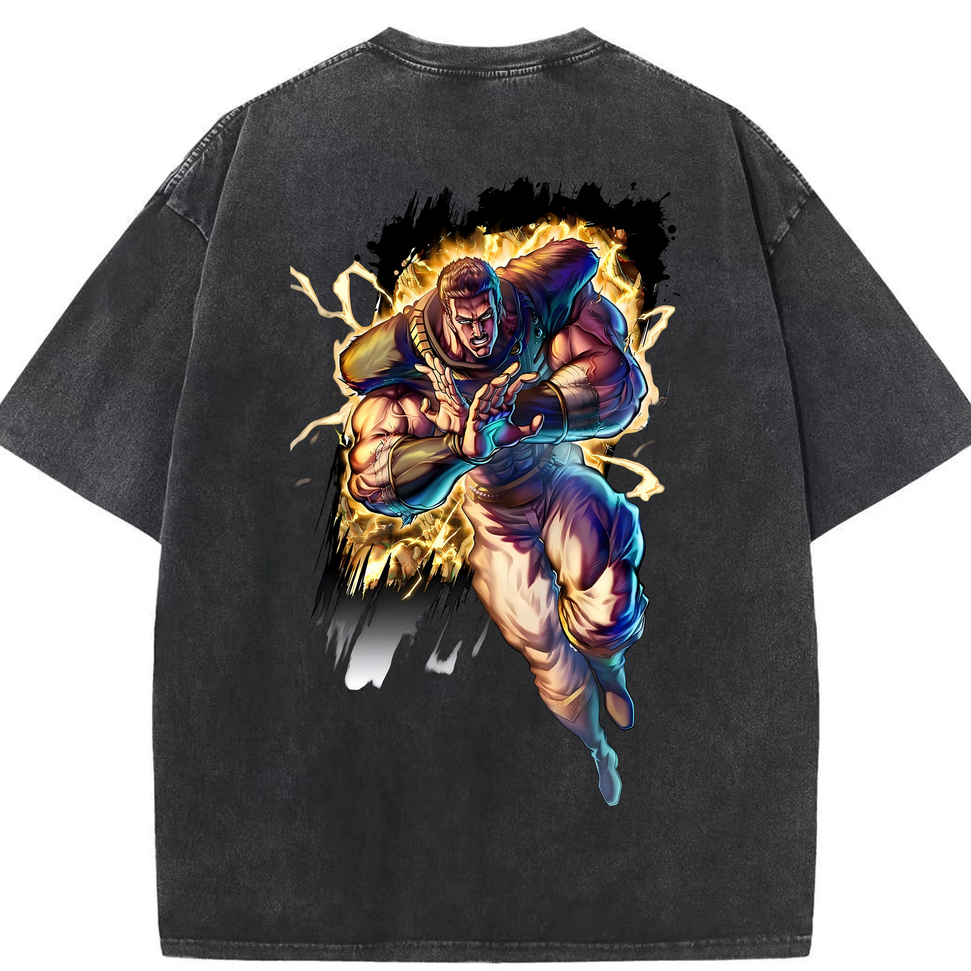 （画像用） 北斗の拳 Fist of the North Star 綿100% ヴィンテージ風 半袖Tシャツ（背面プリント）