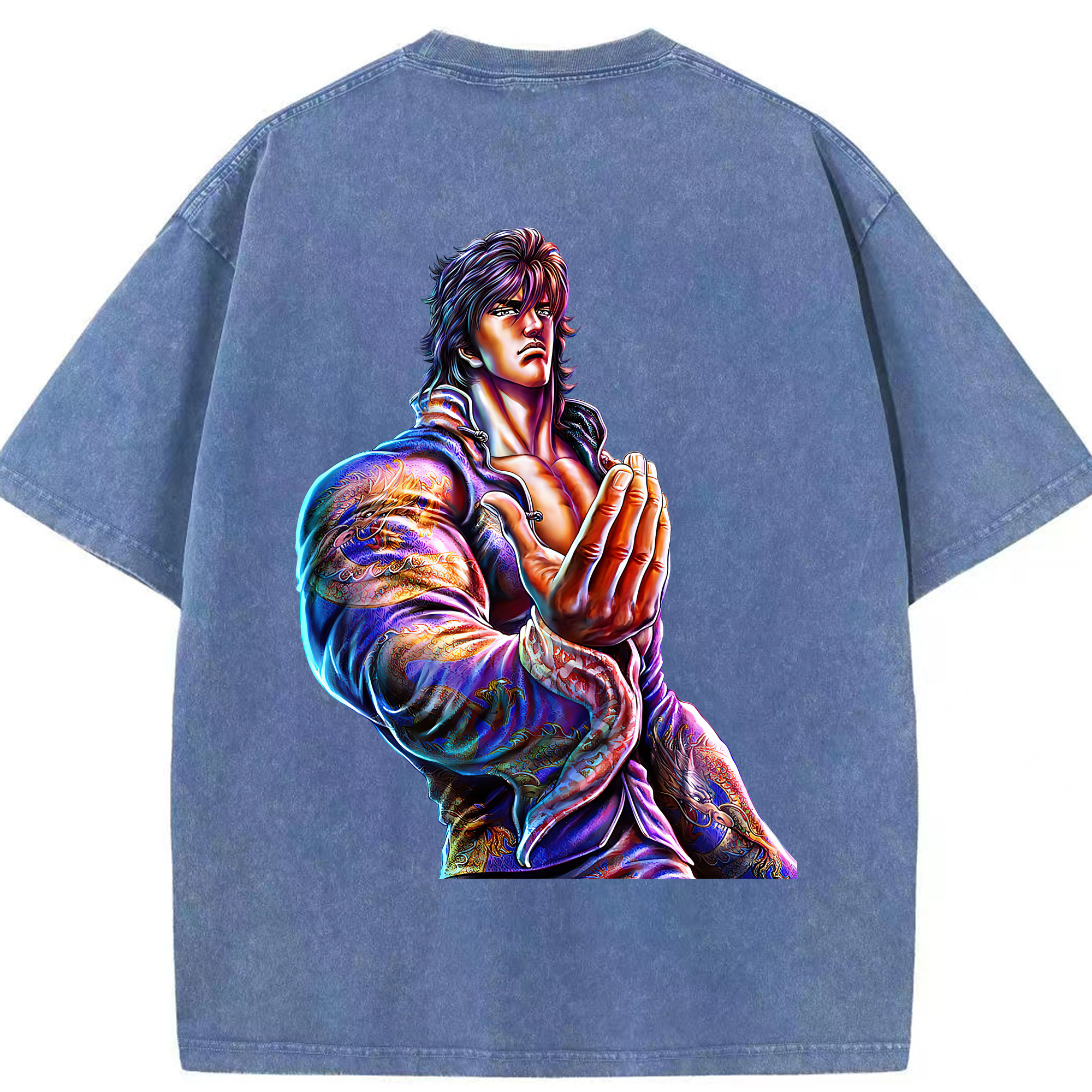 （画像用） 北斗の拳 Fist of the North Star 綿100% ヴィンテージ風 半袖Tシャツ（背面プリント）