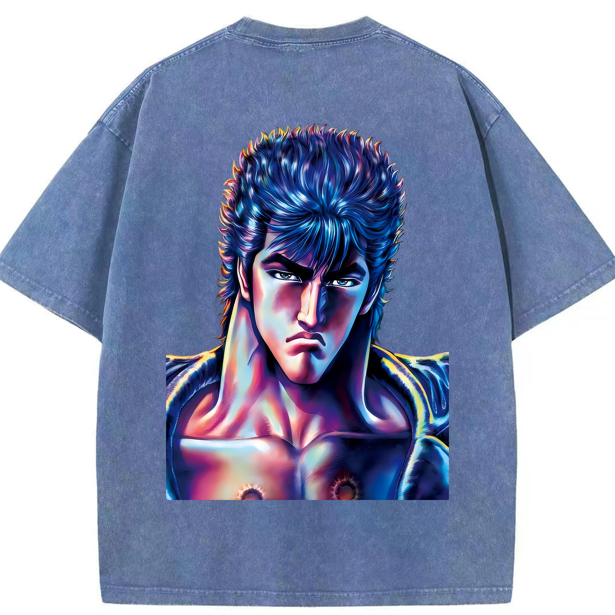 （画像用） 北斗の拳 Fist of the North Star 綿100% ヴィンテージ風 半袖Tシャツ（背面プリント）