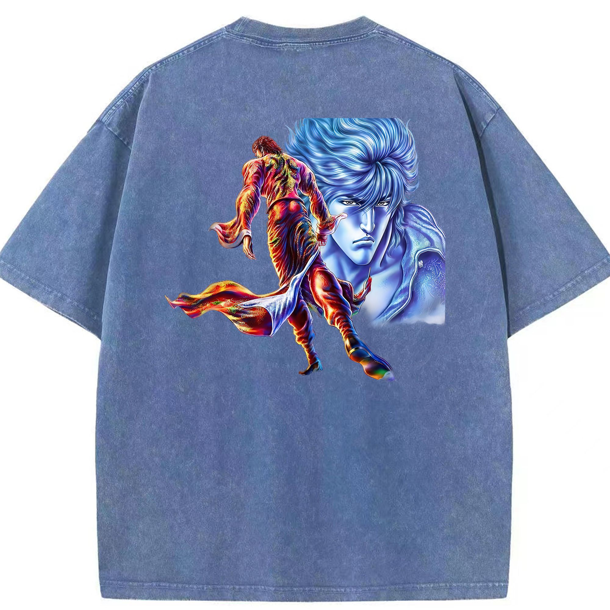 （画像用） 北斗の拳 Fist of the North Star 綿100% ヴィンテージ風 半袖Tシャツ（背面プリント）