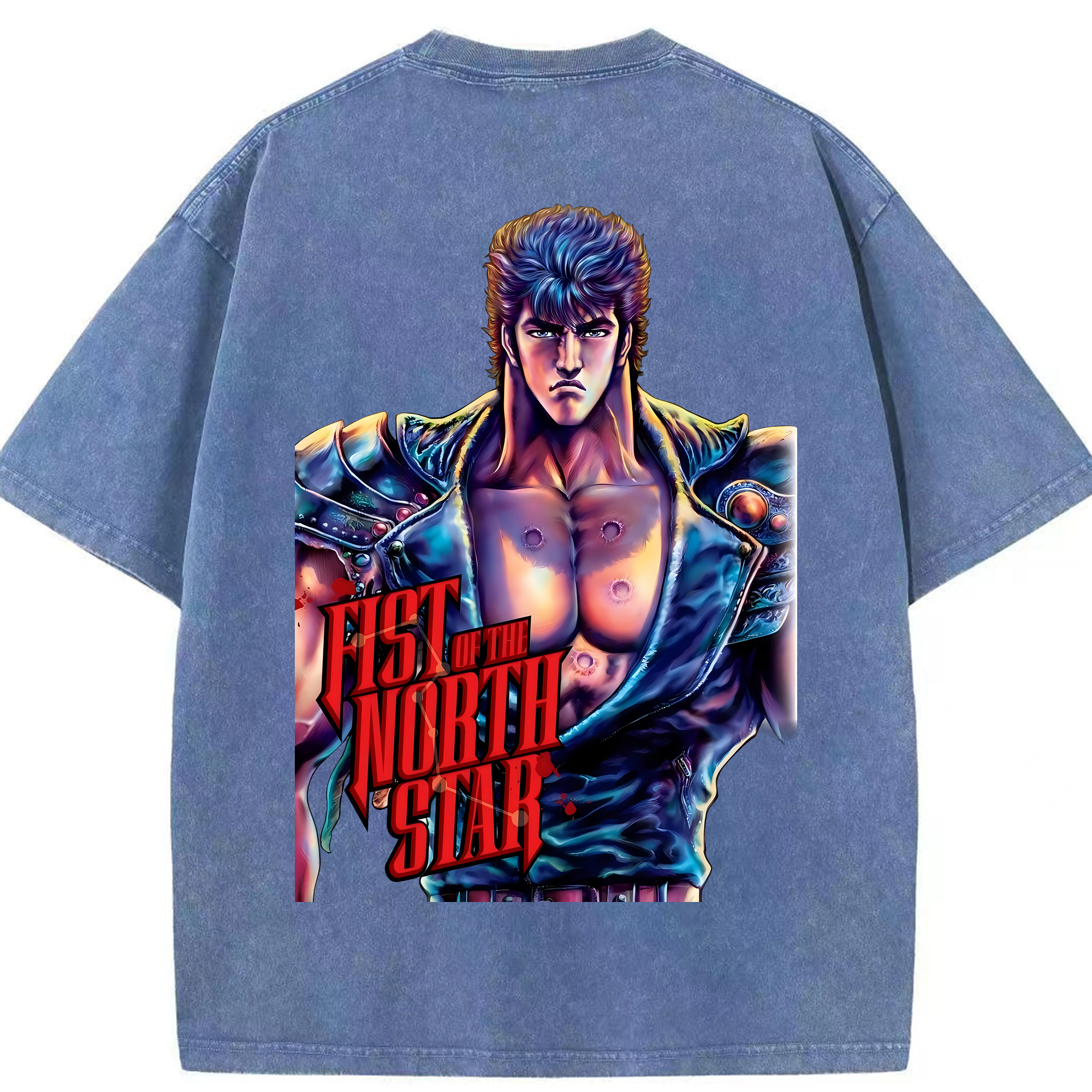 （画像用） 北斗の拳 Fist of the North Star 綿100% ヴィンテージ風 半袖Tシャツ（背面プリント）