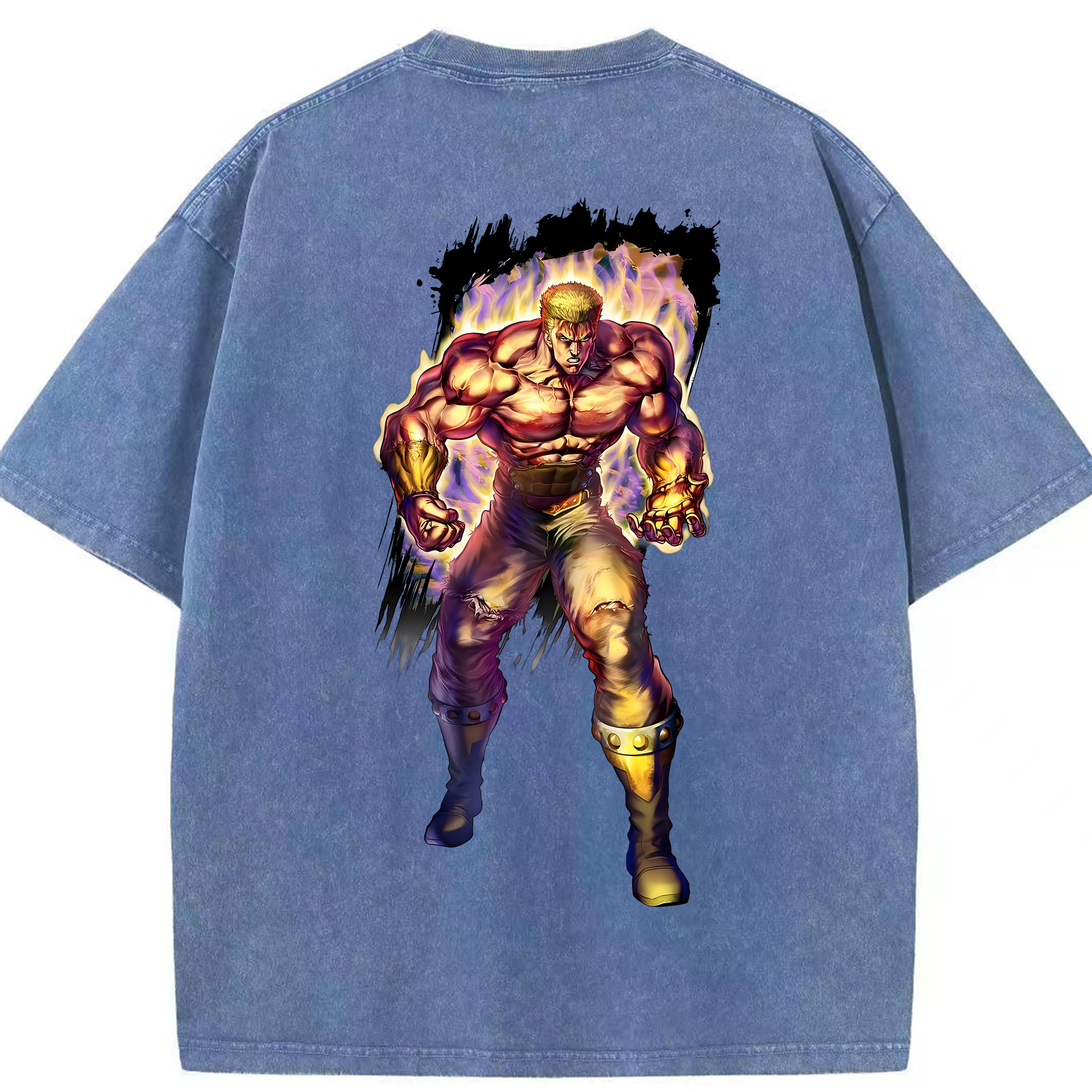 （画像用） 北斗の拳 Fist of the North Star 綿100% ヴィンテージ風 半袖Tシャツ（背面プリント）