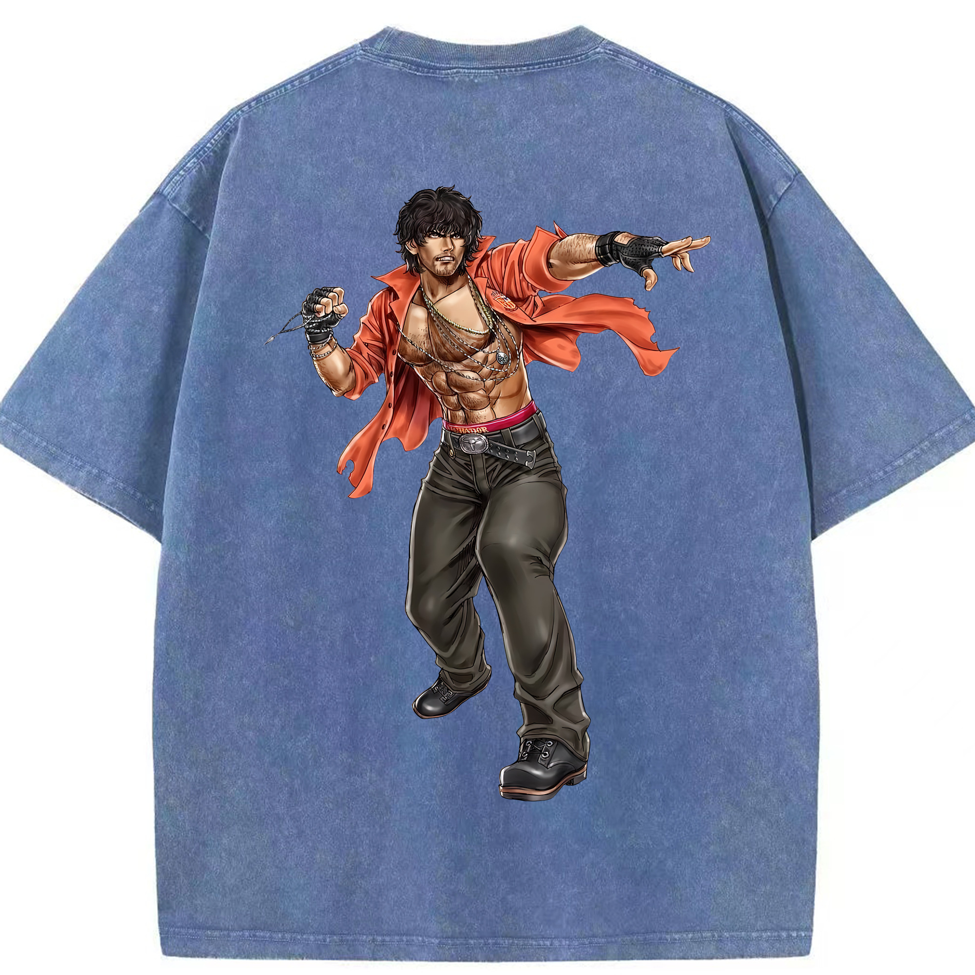（画像用） 北斗の拳 Fist of the North Star 綿100% ヴィンテージ風 半袖Tシャツ（背面プリント）