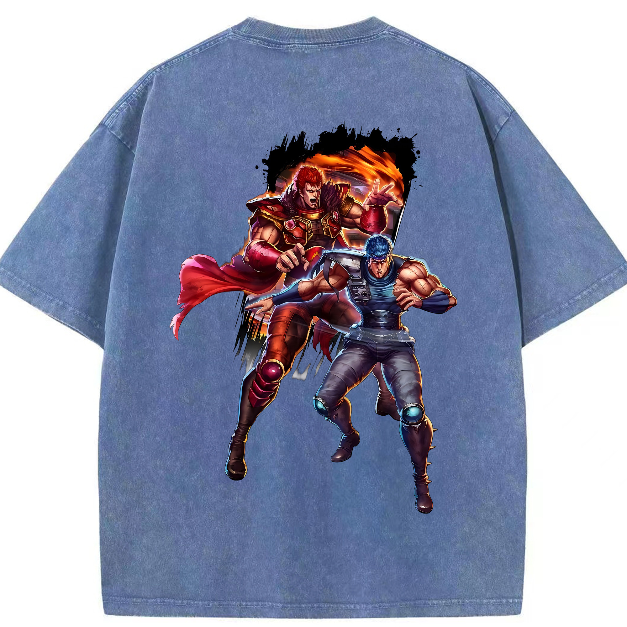 （画像用） 北斗の拳 Fist of the North Star 綿100% ヴィンテージ風 半袖Tシャツ（背面プリント）