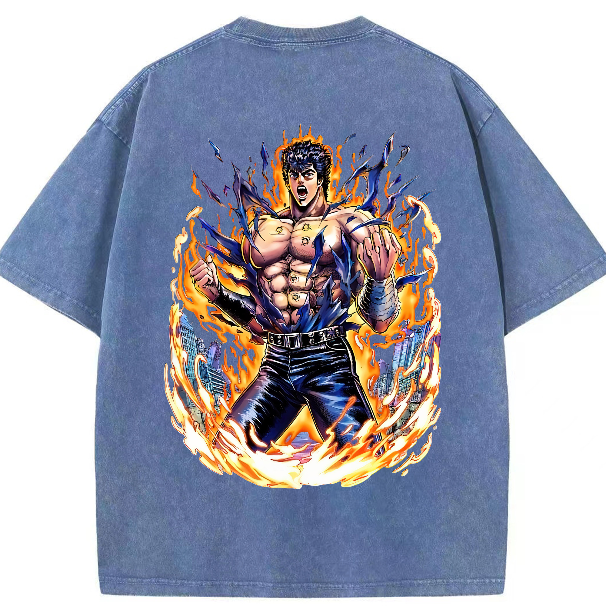 （画像用） 北斗の拳 Fist of the North Star 綿100% ヴィンテージ風 半袖Tシャツ（背面プリント）
