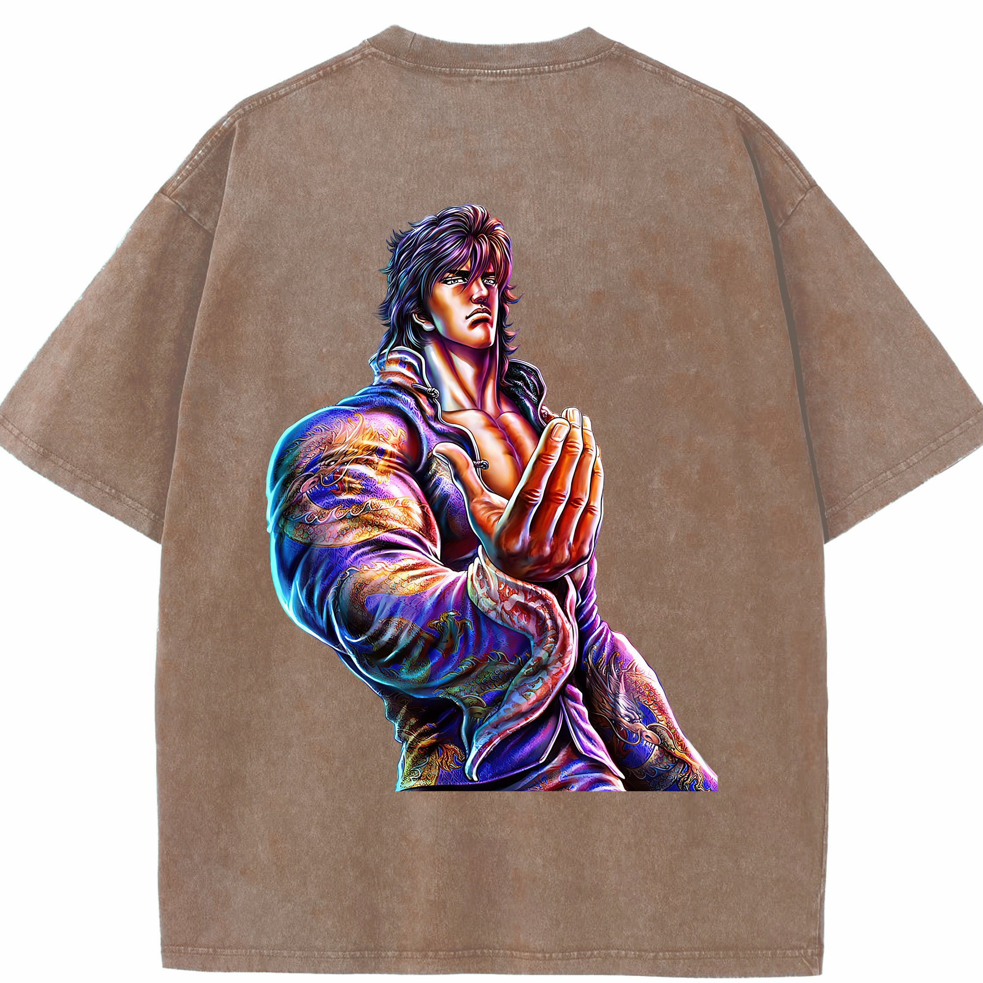（画像用） 北斗の拳 Fist of the North Star 綿100% ヴィンテージ風 半袖Tシャツ（背面プリント）
