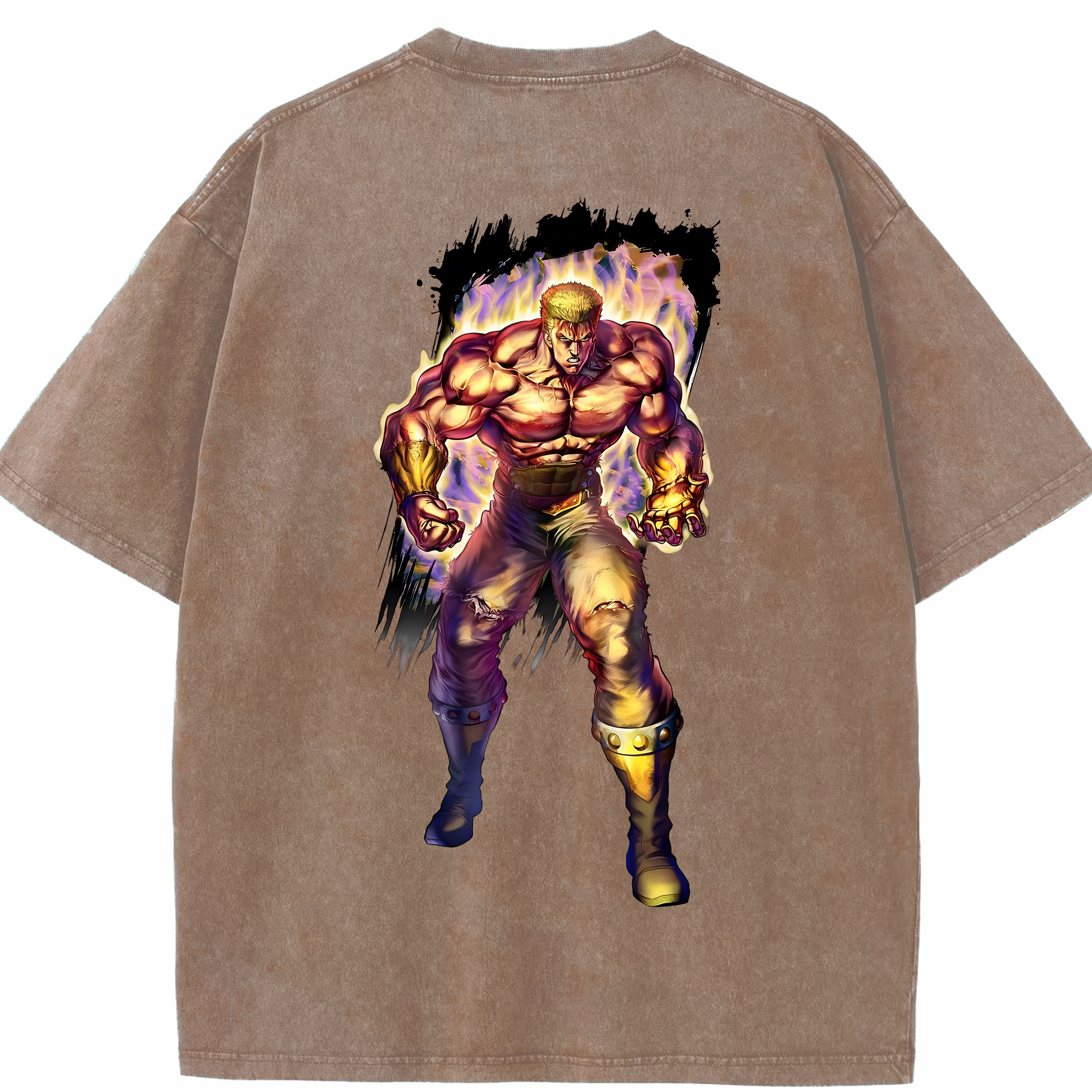 （画像用） 北斗の拳 Fist of the North Star 綿100% ヴィンテージ風 半袖Tシャツ（背面プリント）
