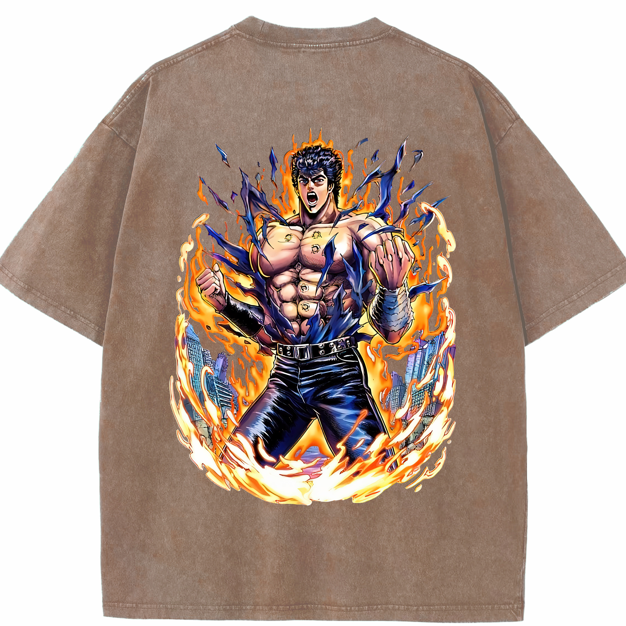 （画像用） 北斗の拳 Fist of the North Star 綿100% ヴィンテージ風 半袖Tシャツ（背面プリント）