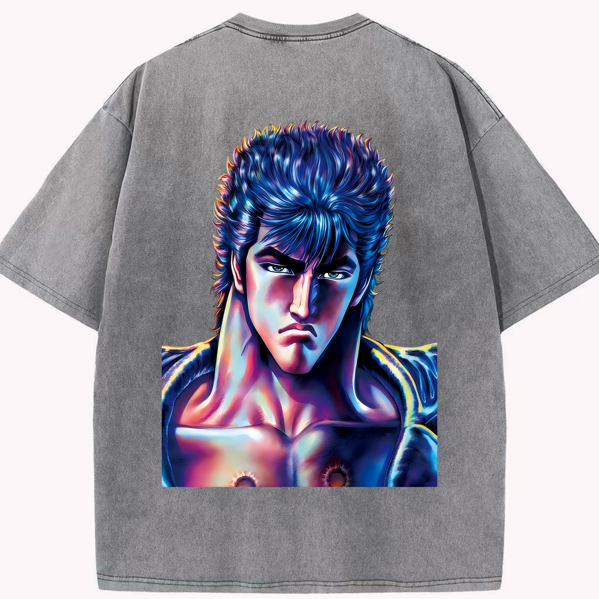 （画像用） 北斗の拳 Fist of the North Star 綿100% ヴィンテージ風 半袖Tシャツ（背面プリント）