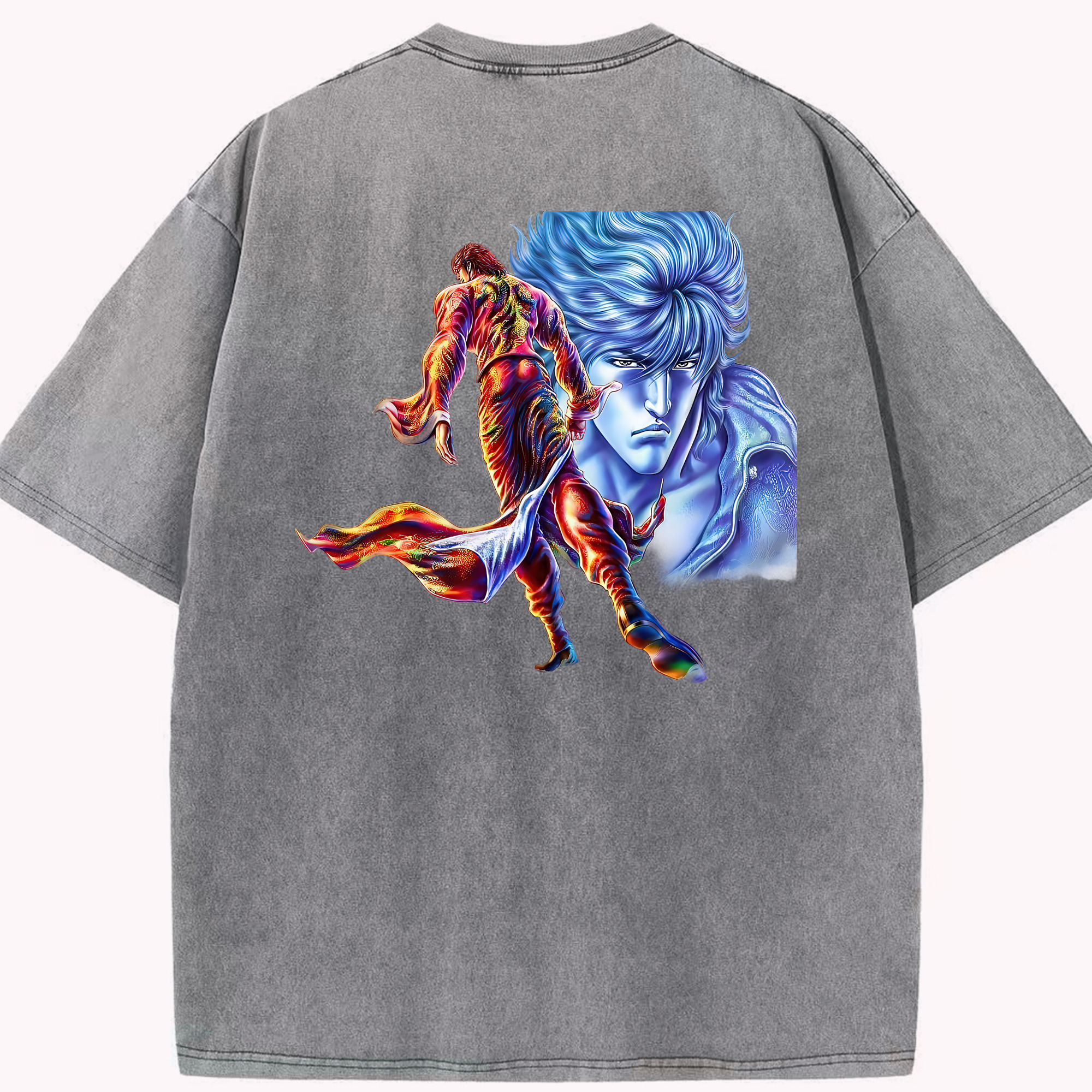 （画像用） 北斗の拳 Fist of the North Star 綿100% ヴィンテージ風 半袖Tシャツ（背面プリント）