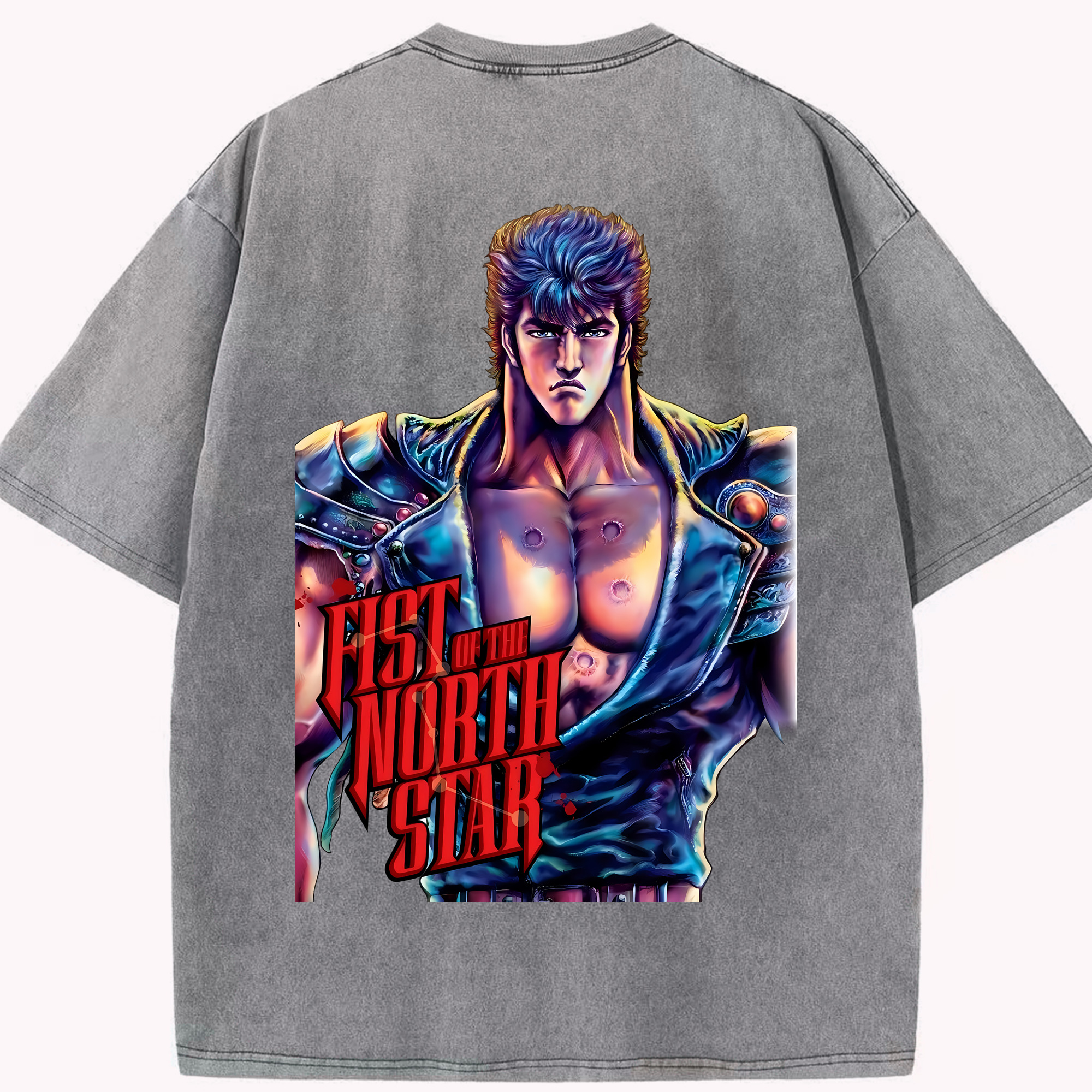 （画像用） 北斗の拳 Fist of the North Star 綿100% ヴィンテージ風 半袖Tシャツ（背面プリント）