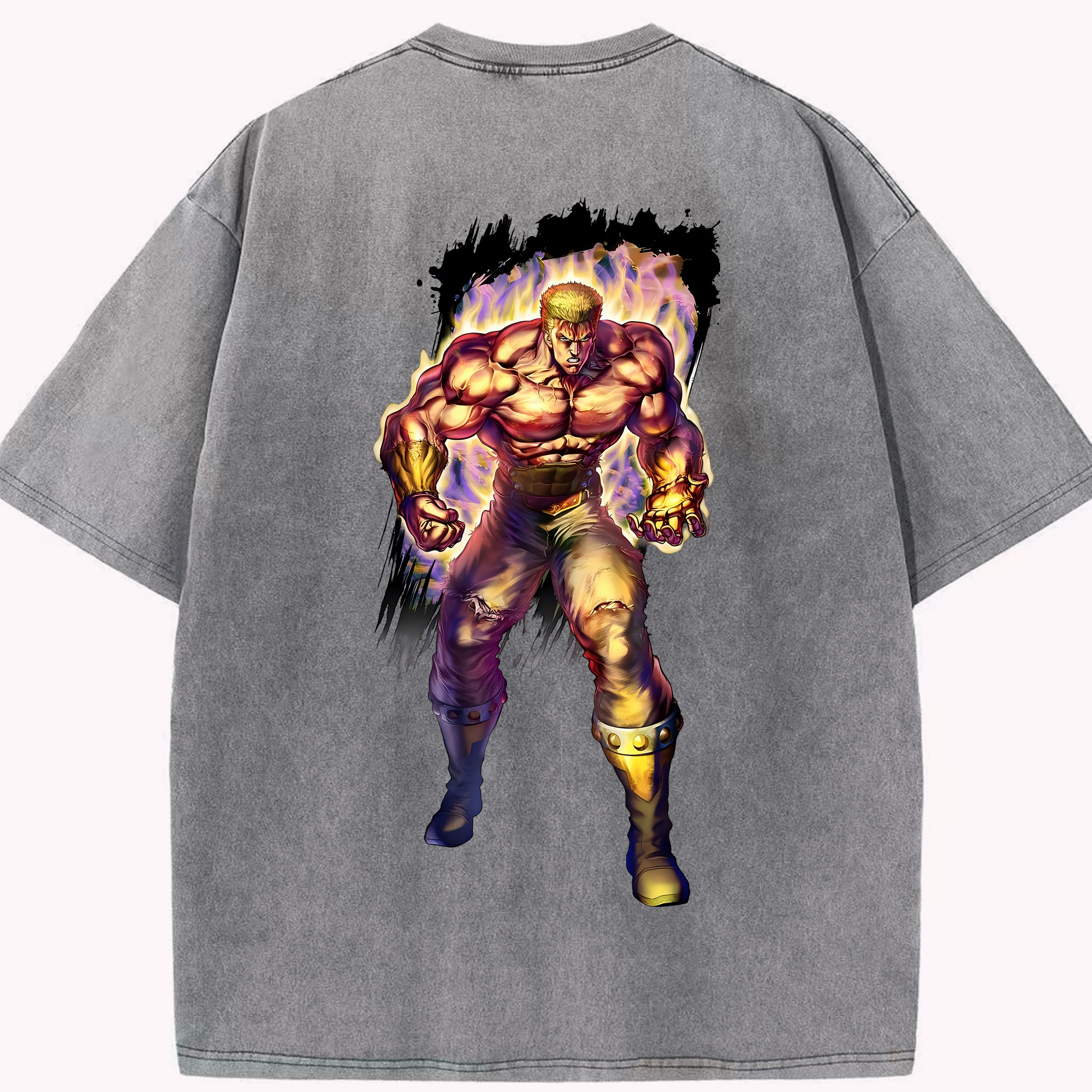（画像用） 北斗の拳 Fist of the North Star 綿100% ヴィンテージ風 半袖Tシャツ（背面プリント）