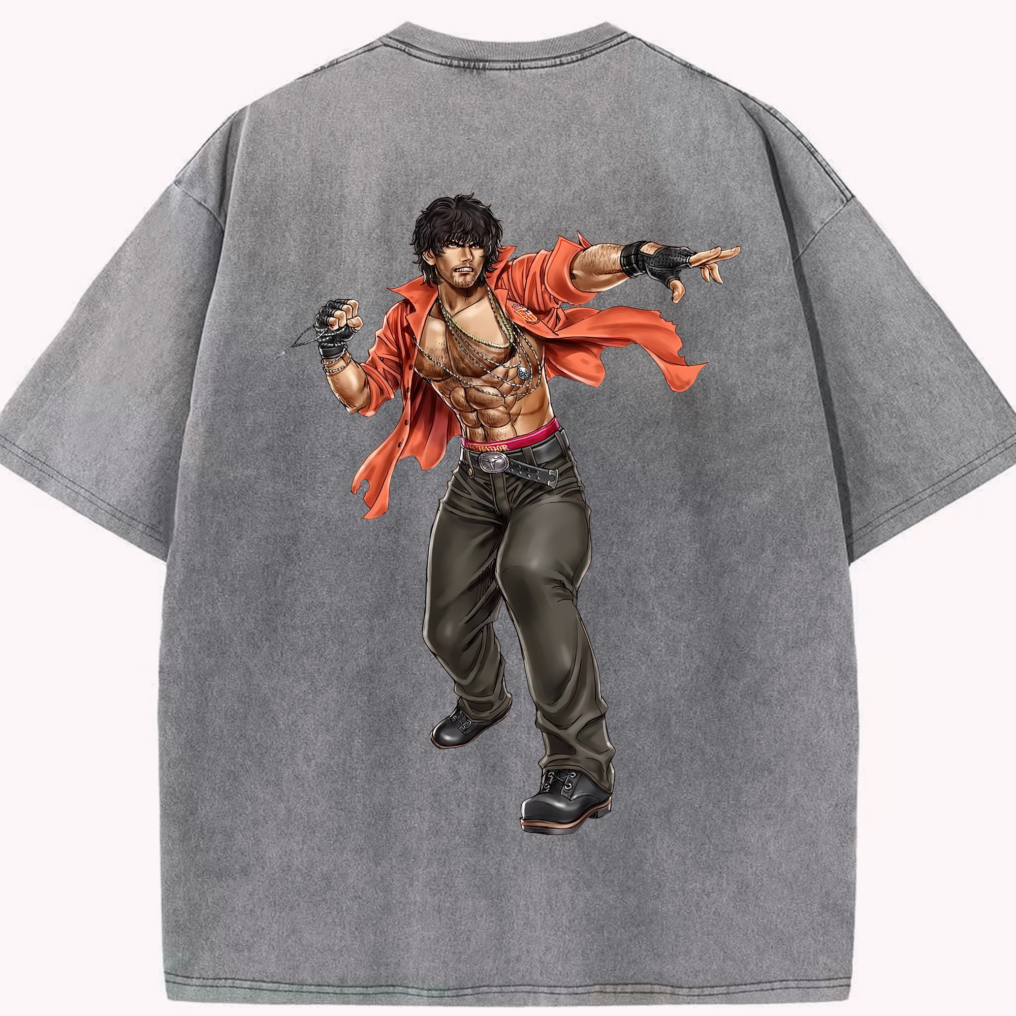 （画像用） 北斗の拳 Fist of the North Star 綿100% ヴィンテージ風 半袖Tシャツ（背面プリント）